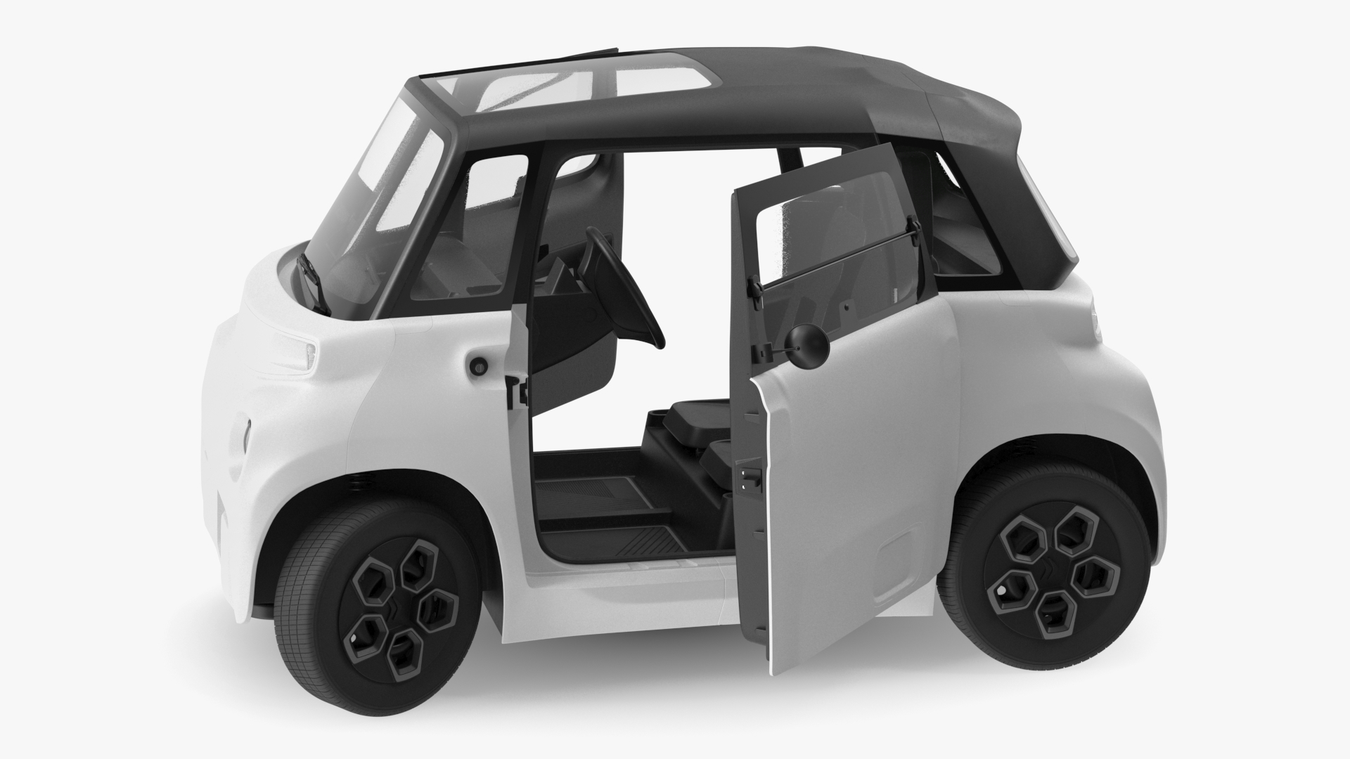 3D Little Electric Car Simple Interior Rigged for Cinema 4D