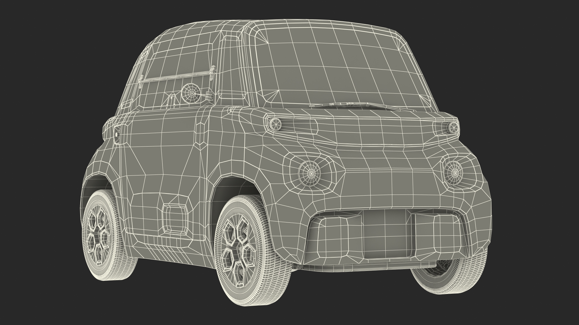3D Little Electric Car Simple Interior Rigged for Cinema 4D
