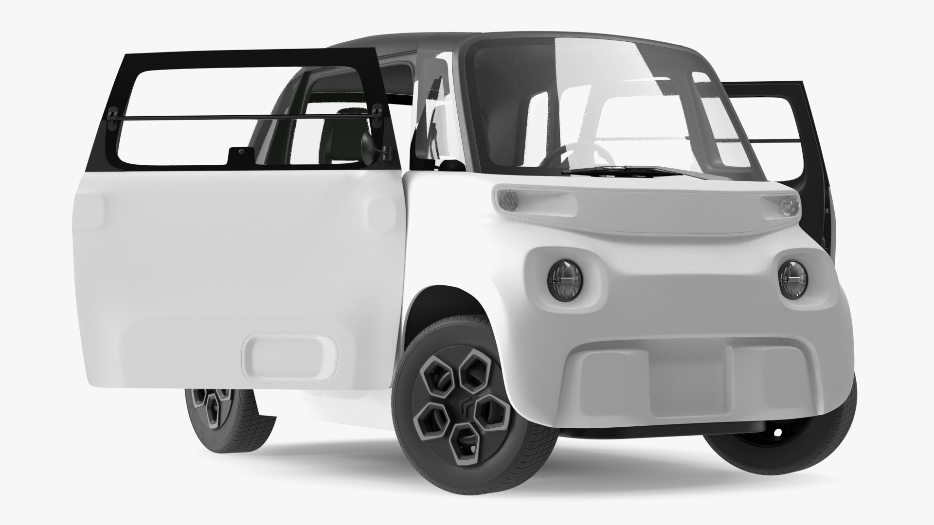 3D Little Electric Car Simple Interior Rigged for Cinema 4D