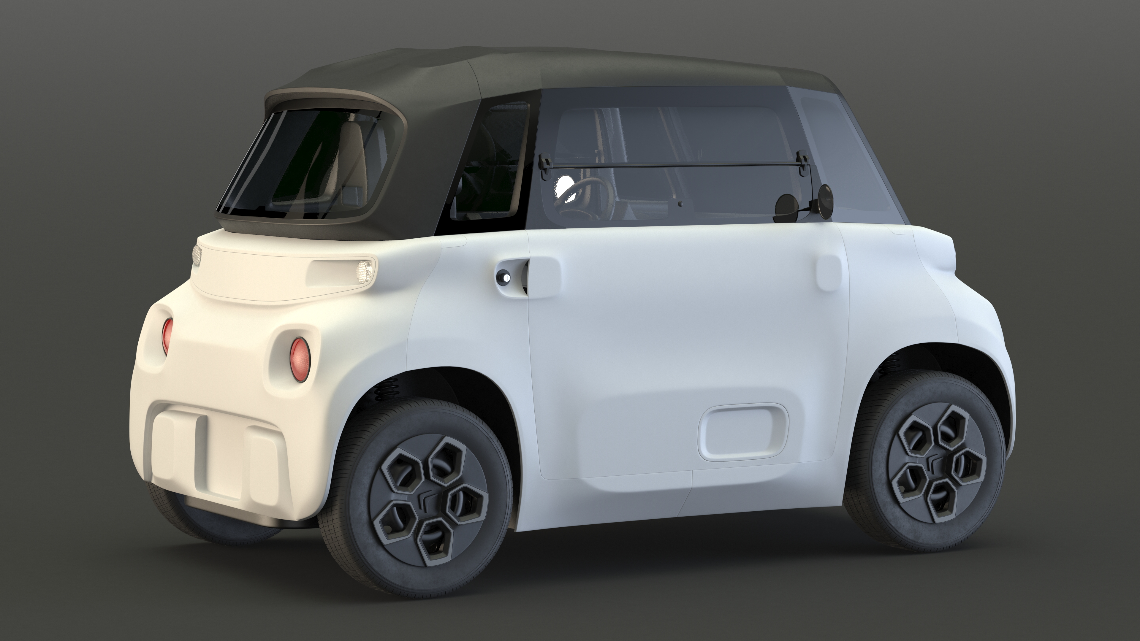 3D Little Electric Car Simple Interior Rigged for Cinema 4D