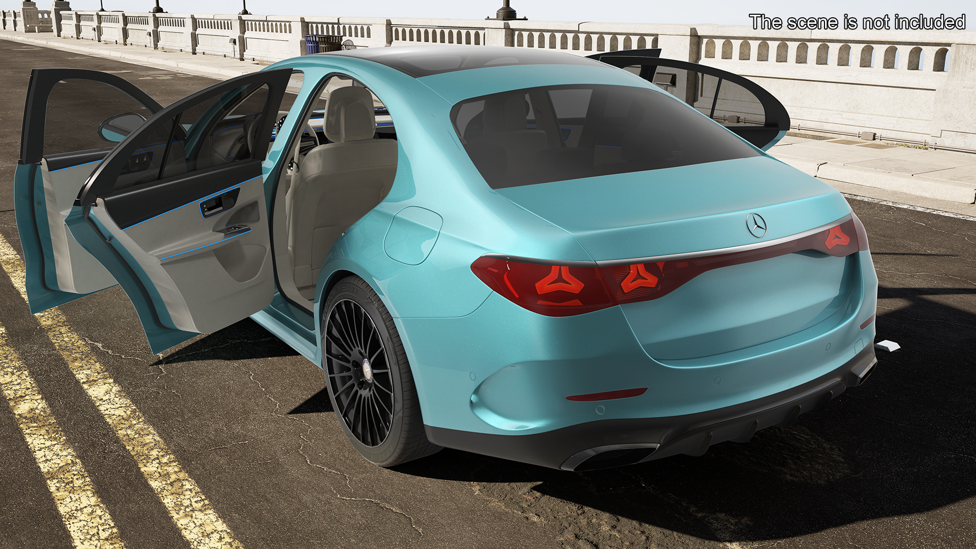 3D Next Gen Mercedes E-Class 2023 Blue Rigged for Maya