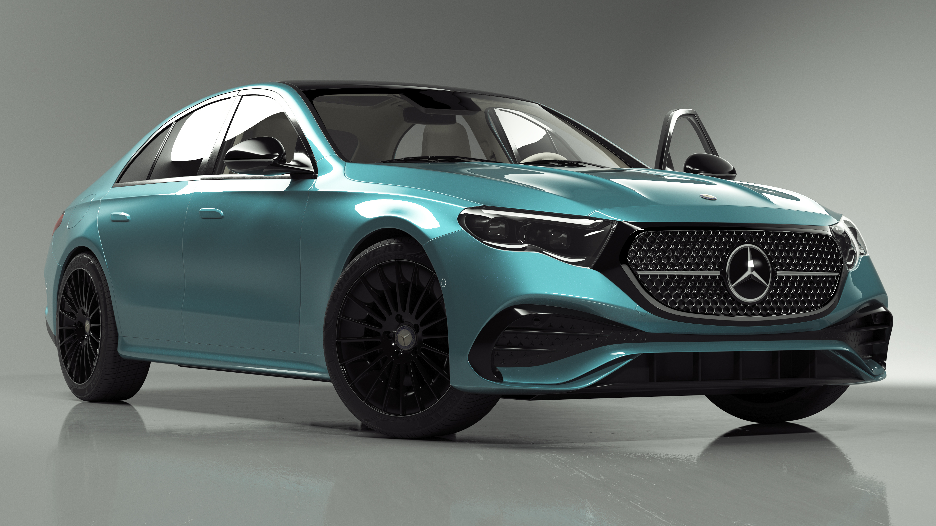 3D Next Gen Mercedes E-Class 2023 Blue Rigged for Maya