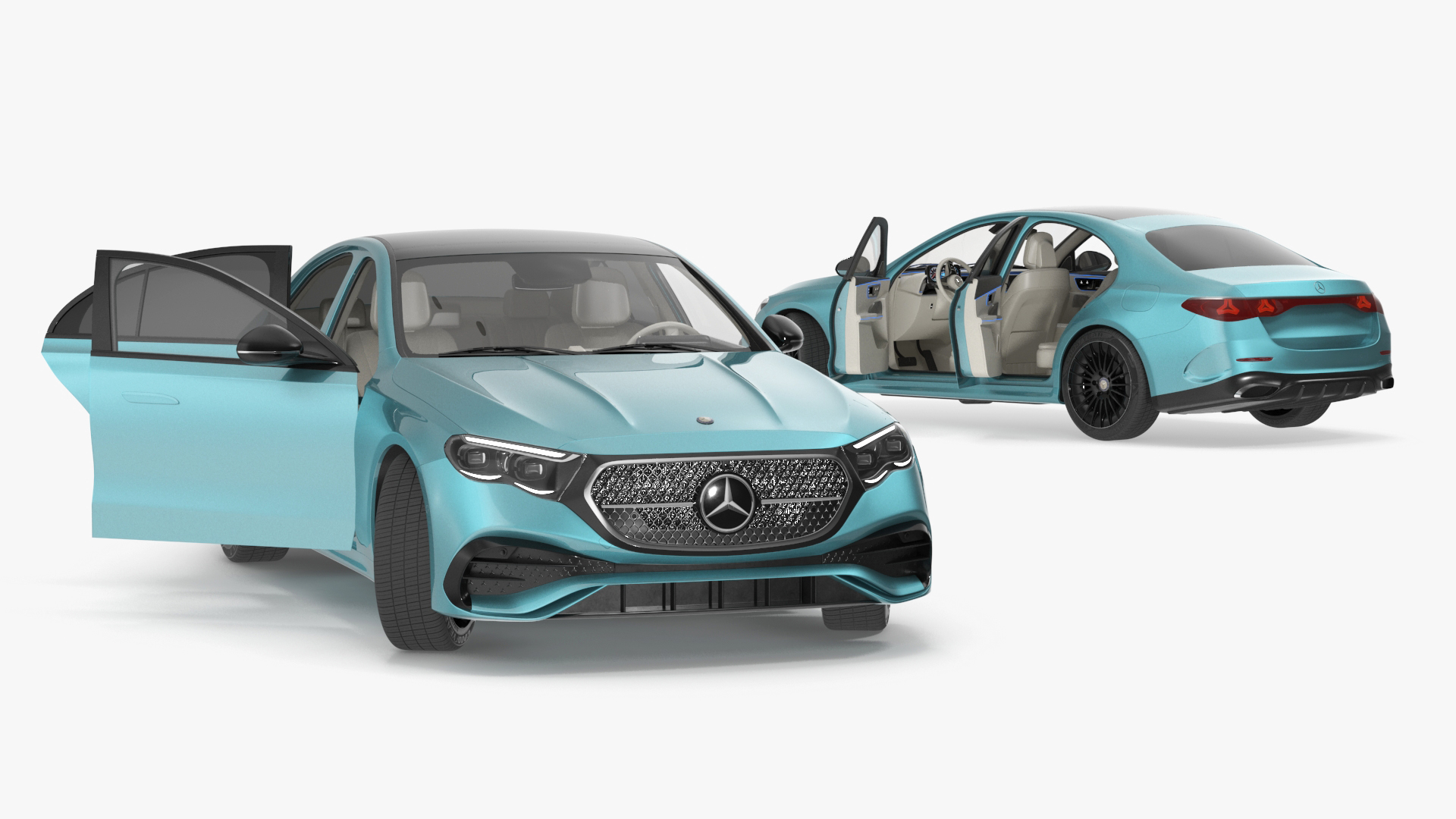 3D Next Gen Mercedes E-Class 2023 Blue Rigged for Maya