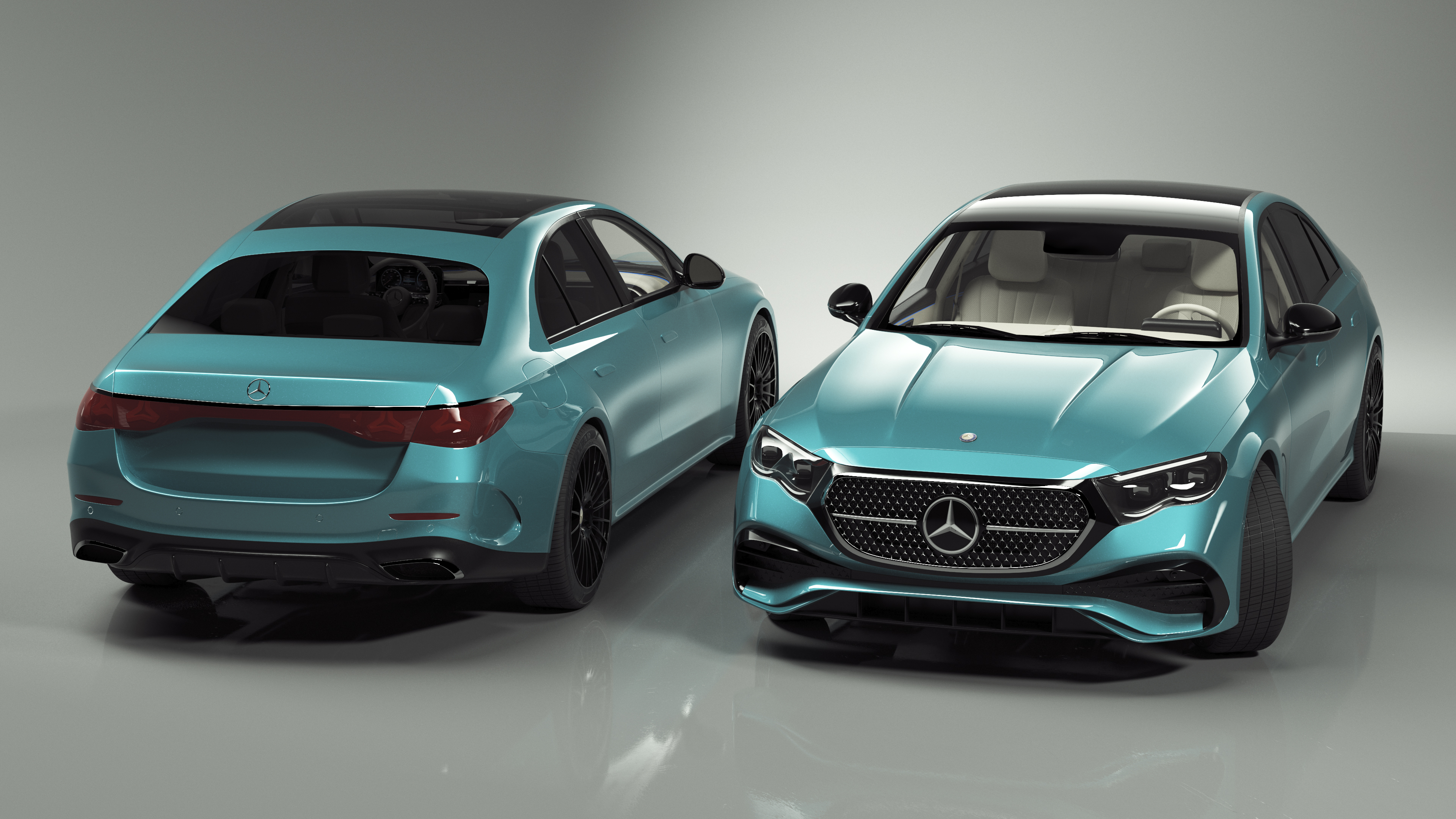 3D Next Gen Mercedes E-Class 2023 Blue Rigged for Maya