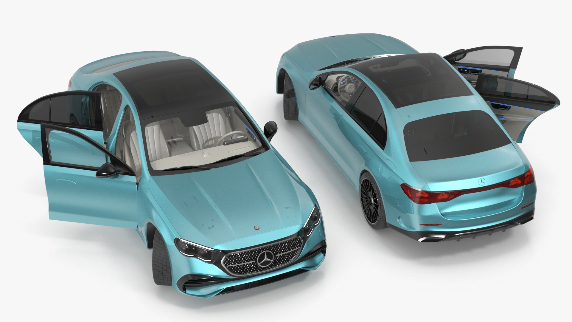 3D Next Gen Mercedes E-Class 2023 Blue Rigged for Maya