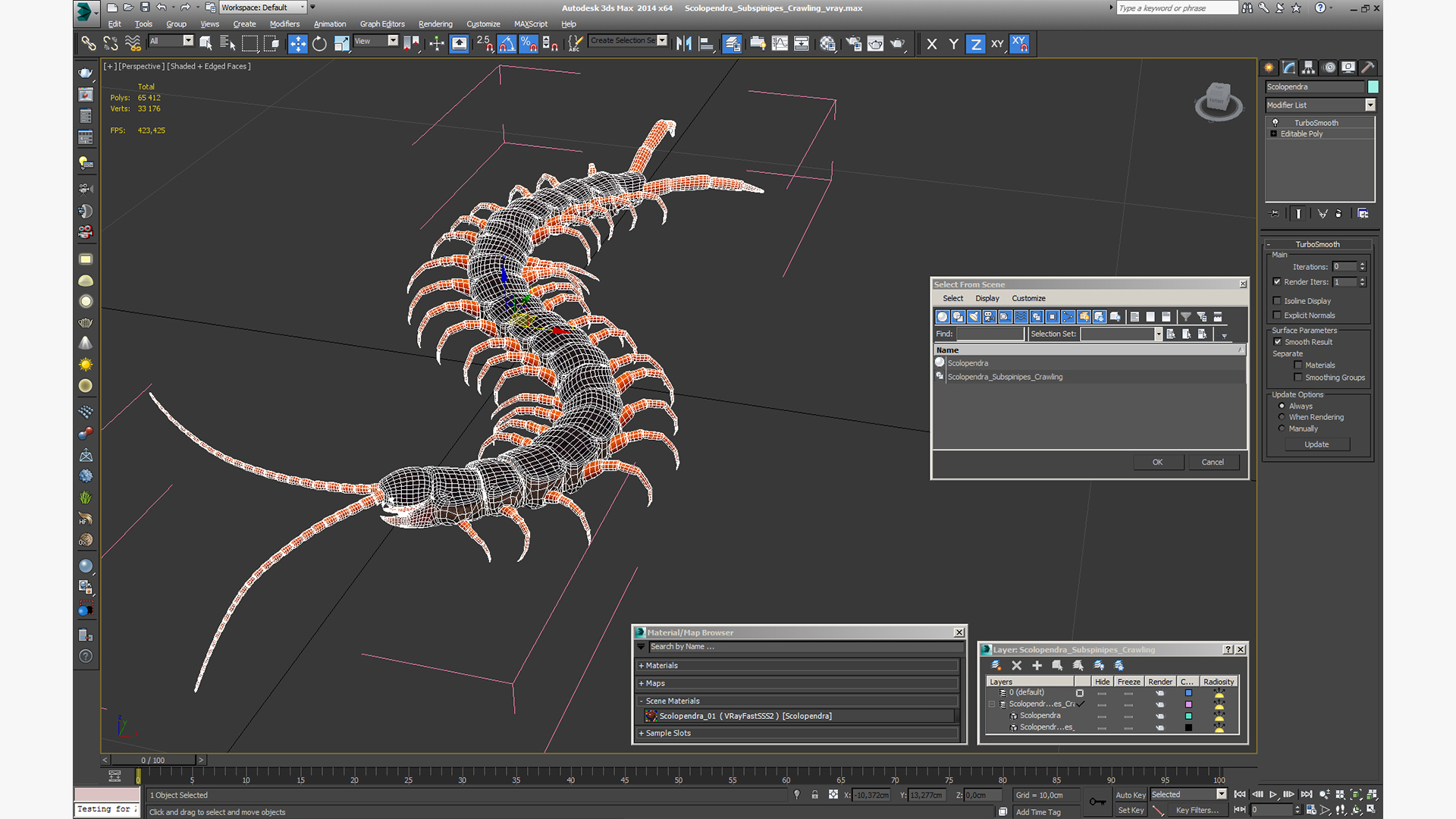 Scolopendra Subspinipes Crawling 3D