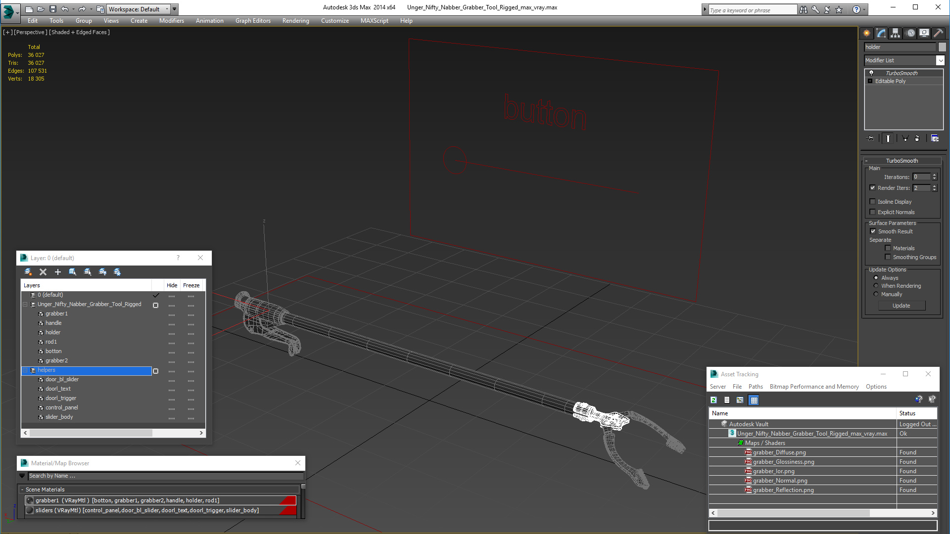 3D Unger Nifty Nabber Grabber Tool Rigged model