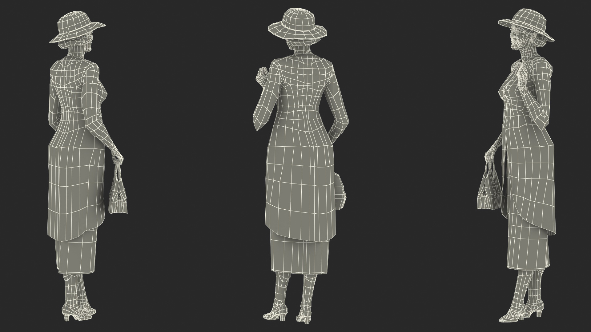 3D model Elderly Woman wearing Casual Party Dress