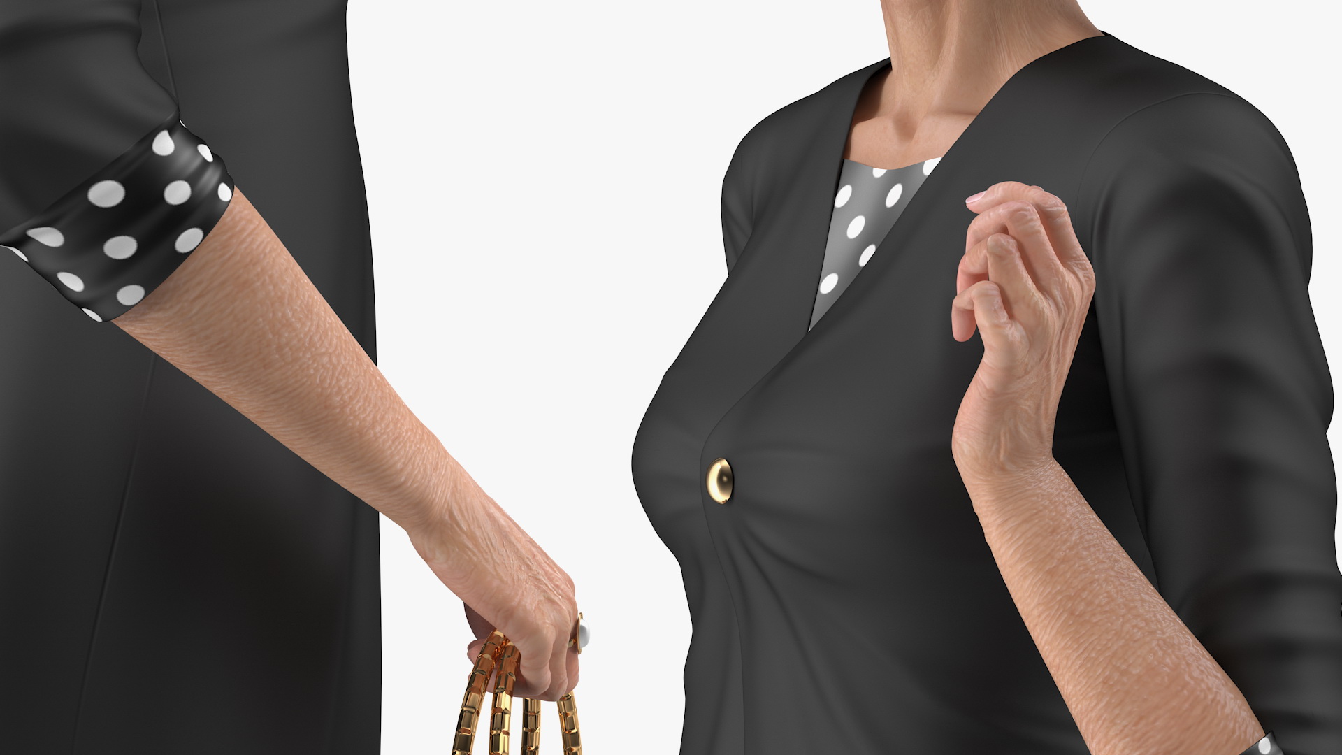 3D model Elderly Woman wearing Casual Party Dress