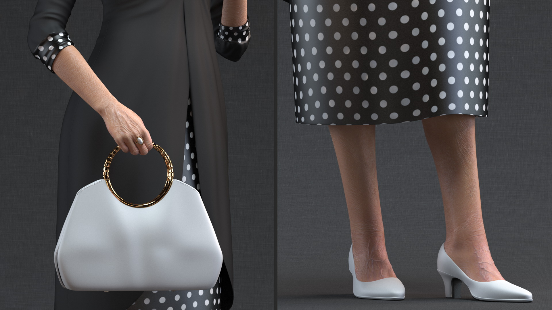 3D model Elderly Woman wearing Casual Party Dress