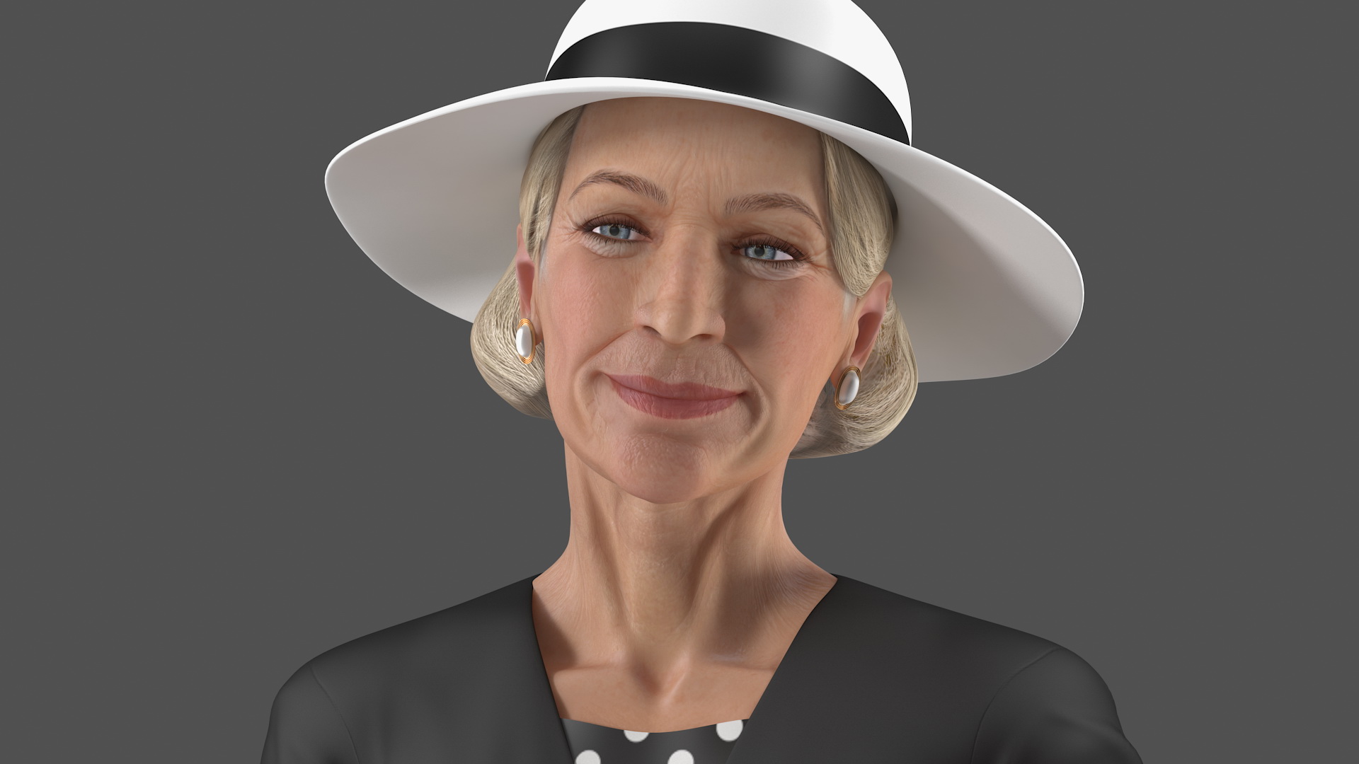 3D model Elderly Woman wearing Casual Party Dress
