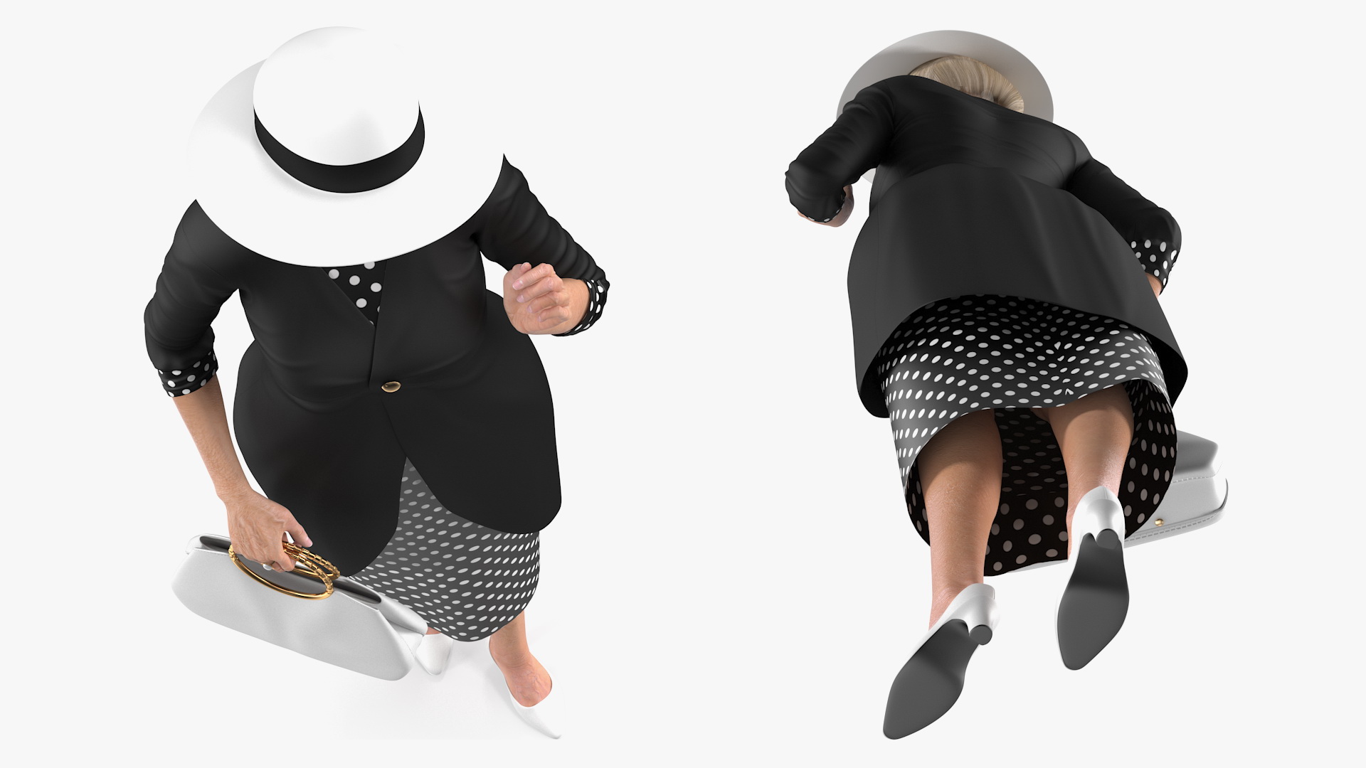 3D model Elderly Woman wearing Casual Party Dress