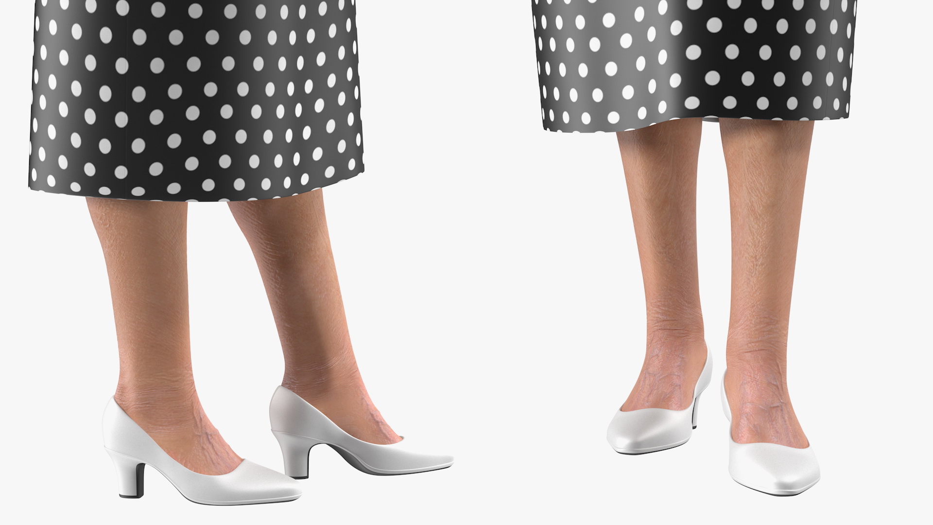 3D model Elderly Woman wearing Casual Party Dress