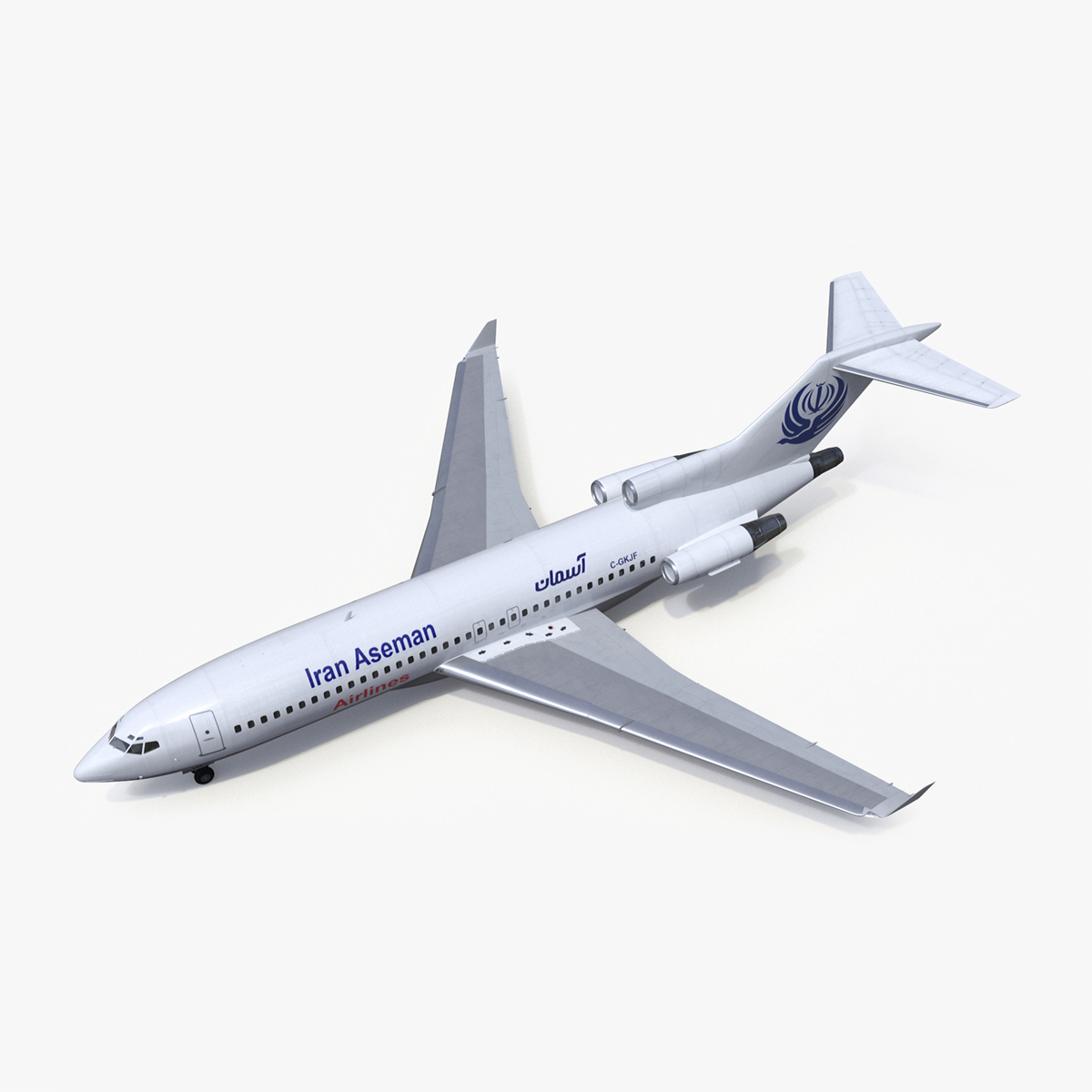 Commercial Airliner Boeing 727-100 Iran Aseman Rigged for Cinema 4D 3D