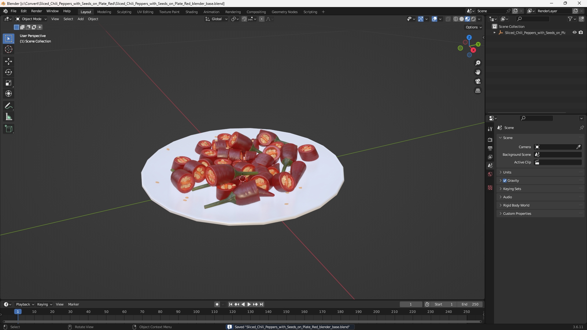 Sliced Chili Peppers with Seeds on Plate Red - view 10