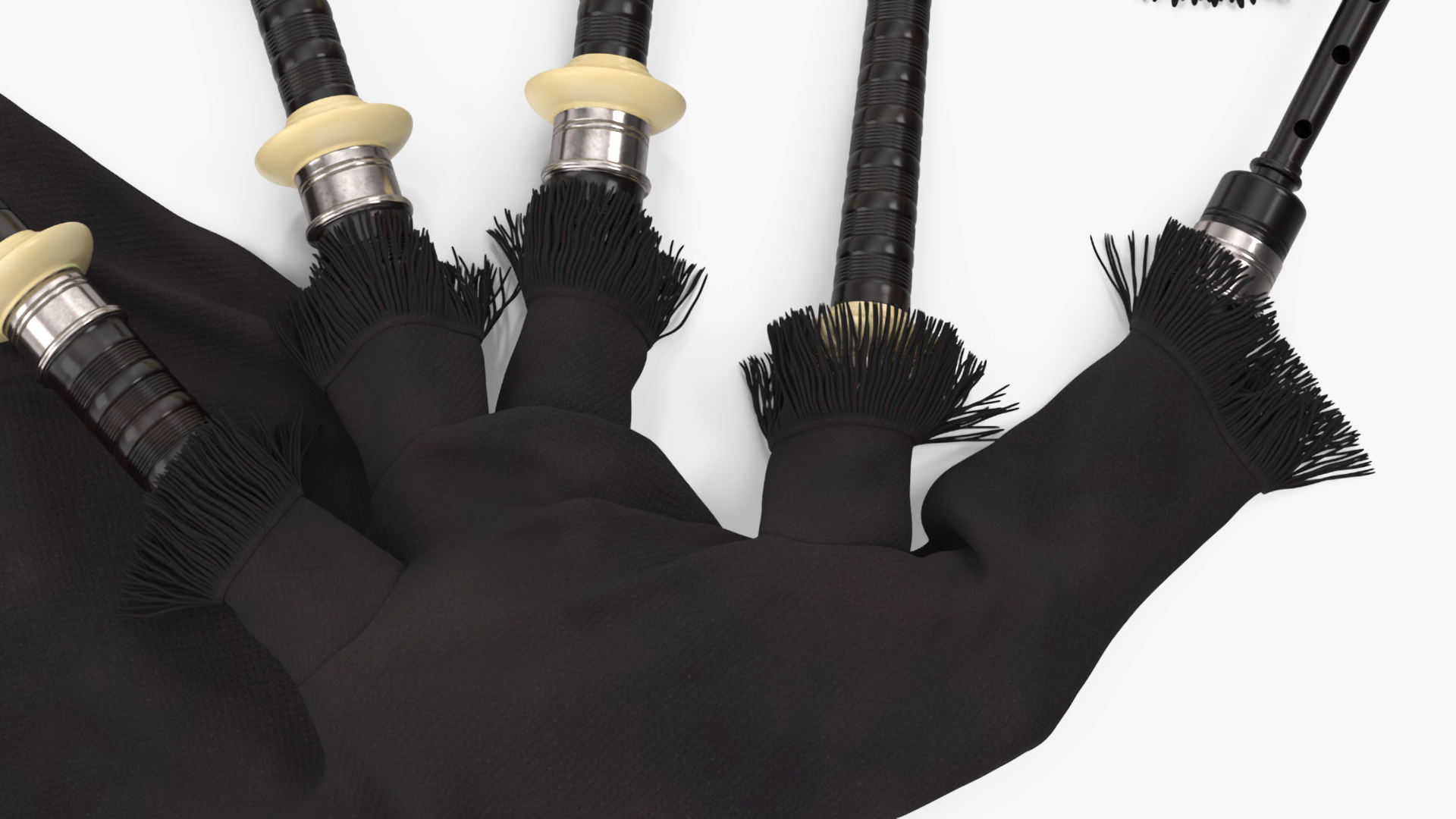 Scottish Bagpipes Instrument Black 3D model