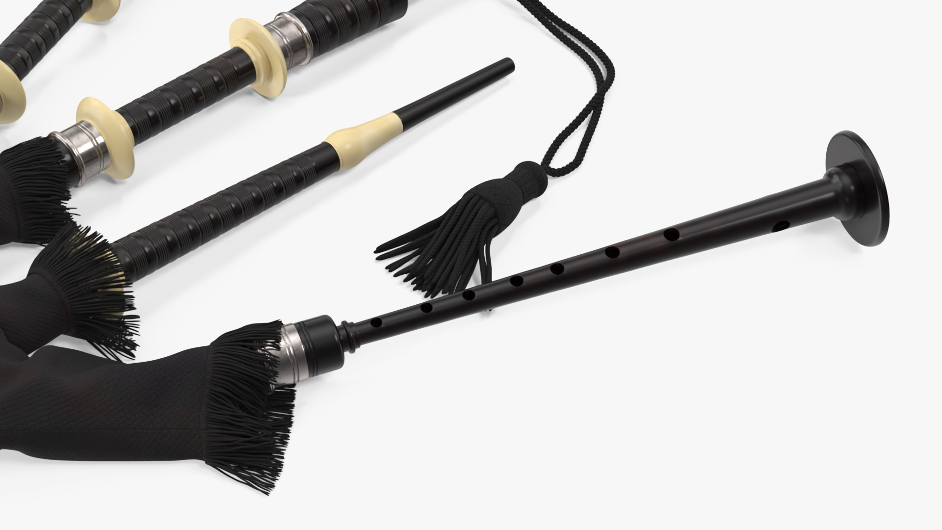 Scottish Bagpipes Instrument Black 3D model