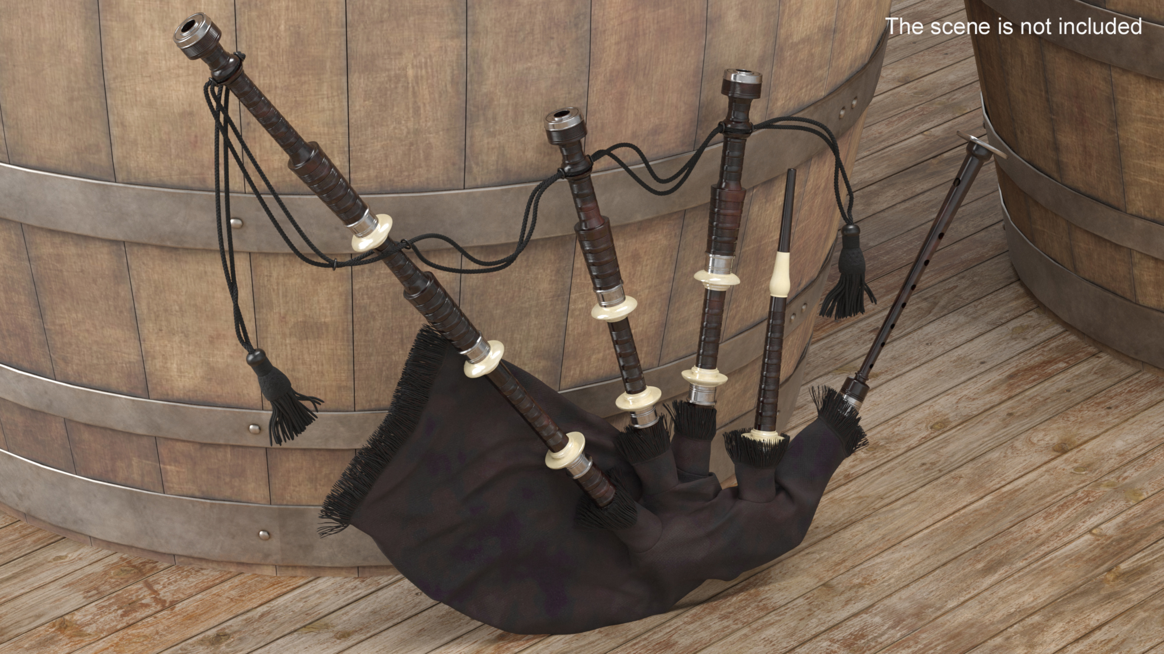 Scottish Bagpipes Instrument Black 3D model