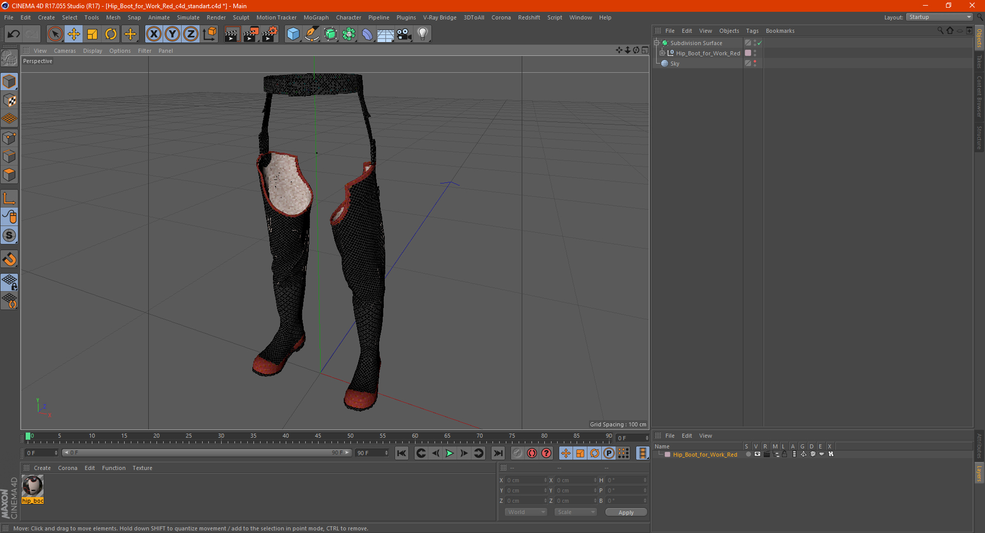 3D Hip Boot for Work Red