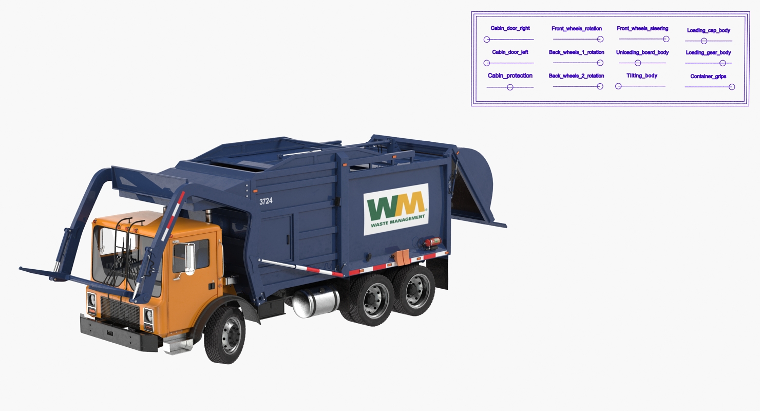 3D model Mack Garbage Truck Rigged