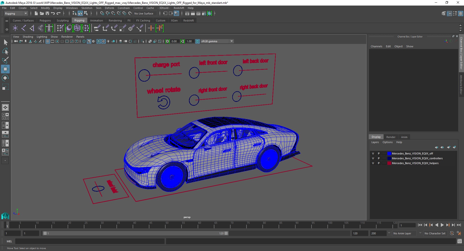 Mercedes Benz VISION EQXX Lights OFF Rigged for Maya 3D