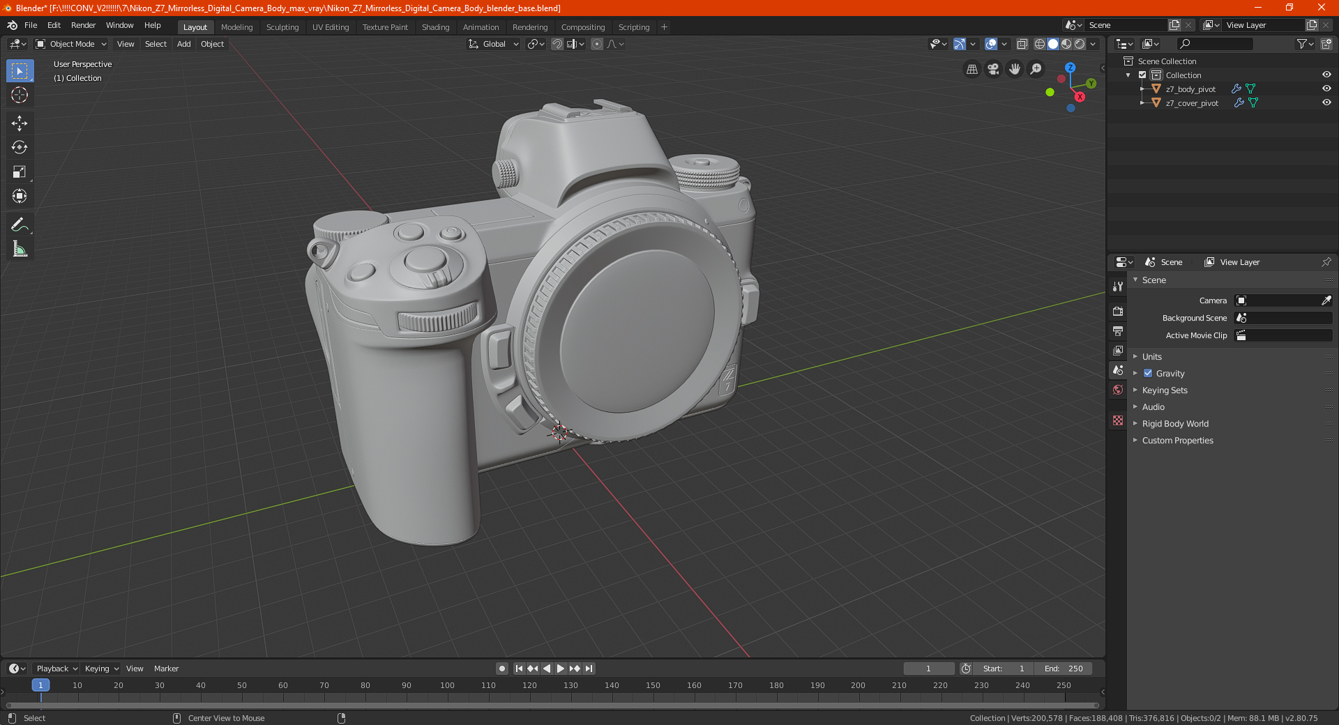 Nikon Z7 Mirrorless Digital Camera Body 3D model