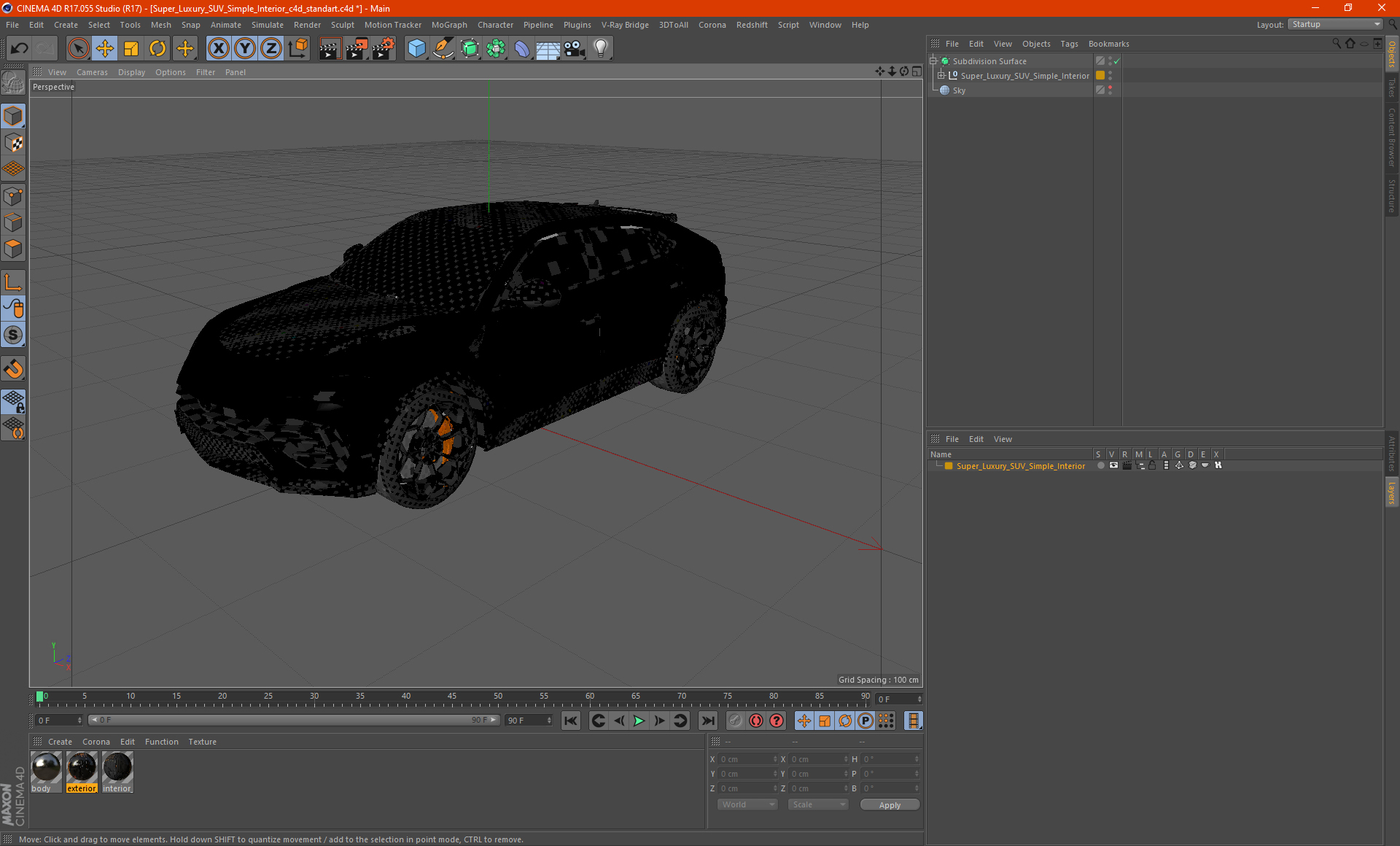 Super Luxury SUV Simple Interior 3D