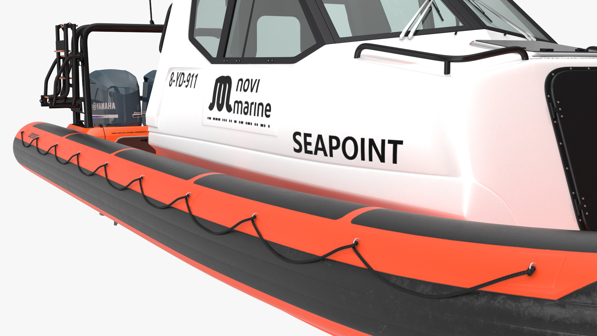 3D Waverider 1060 GRP Cabin Gemini Marin Orange Rigged