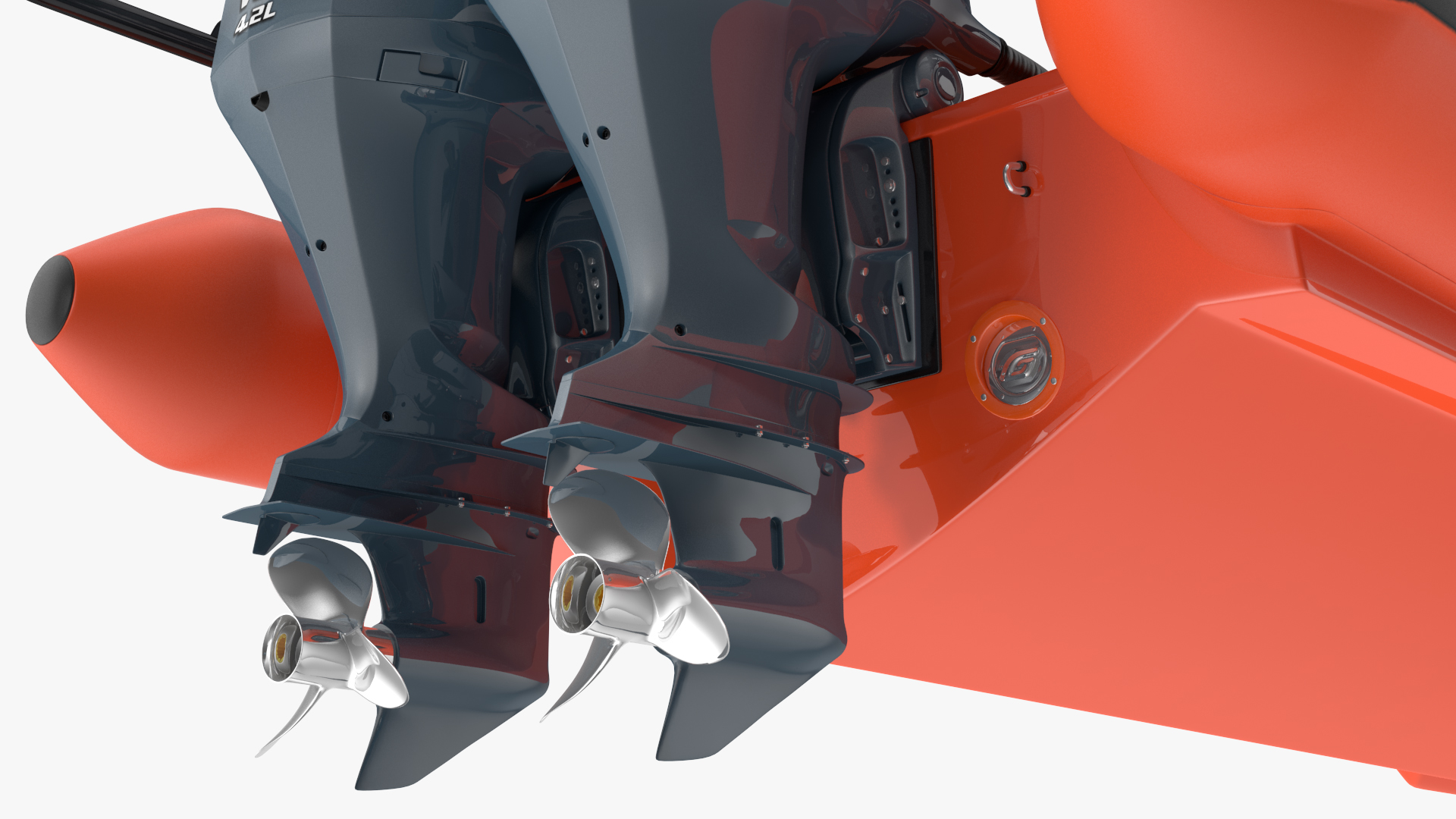 3D Waverider 1060 GRP Cabin Gemini Marin Orange Rigged