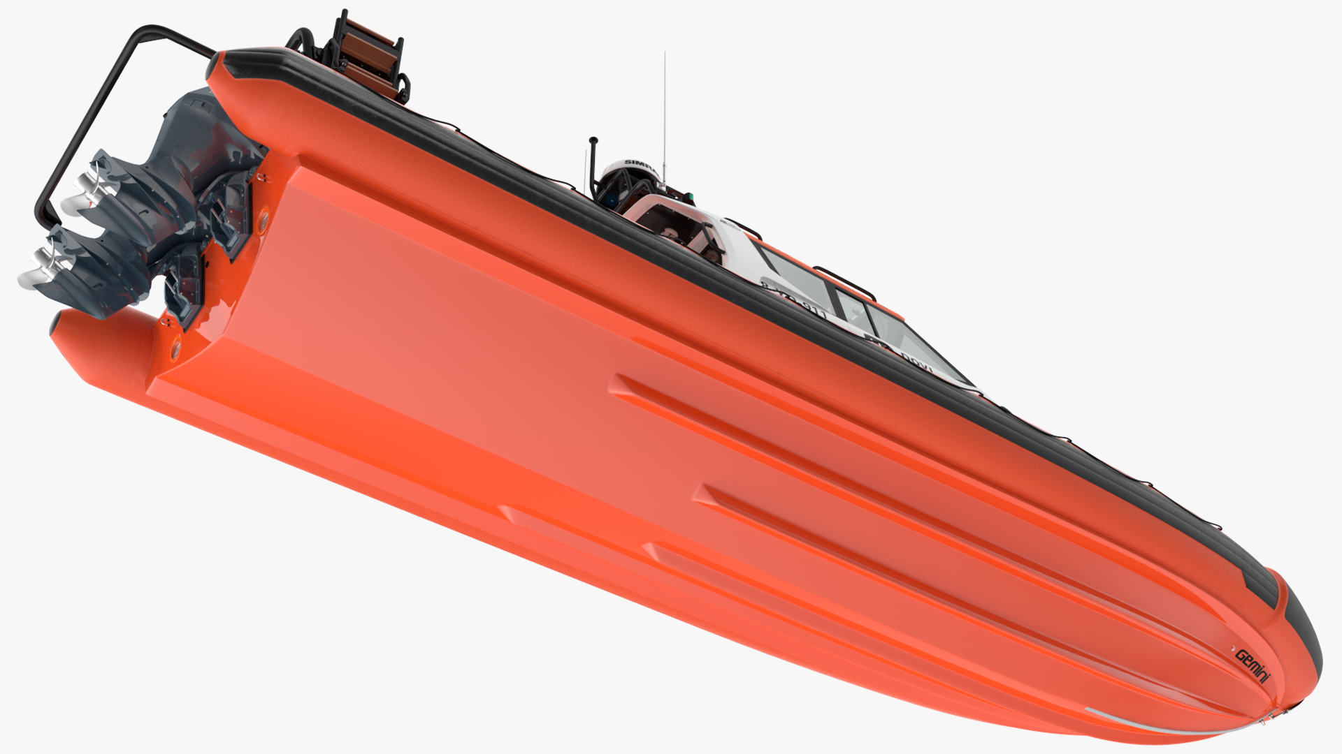 3D Waverider 1060 GRP Cabin Gemini Marin Orange Rigged
