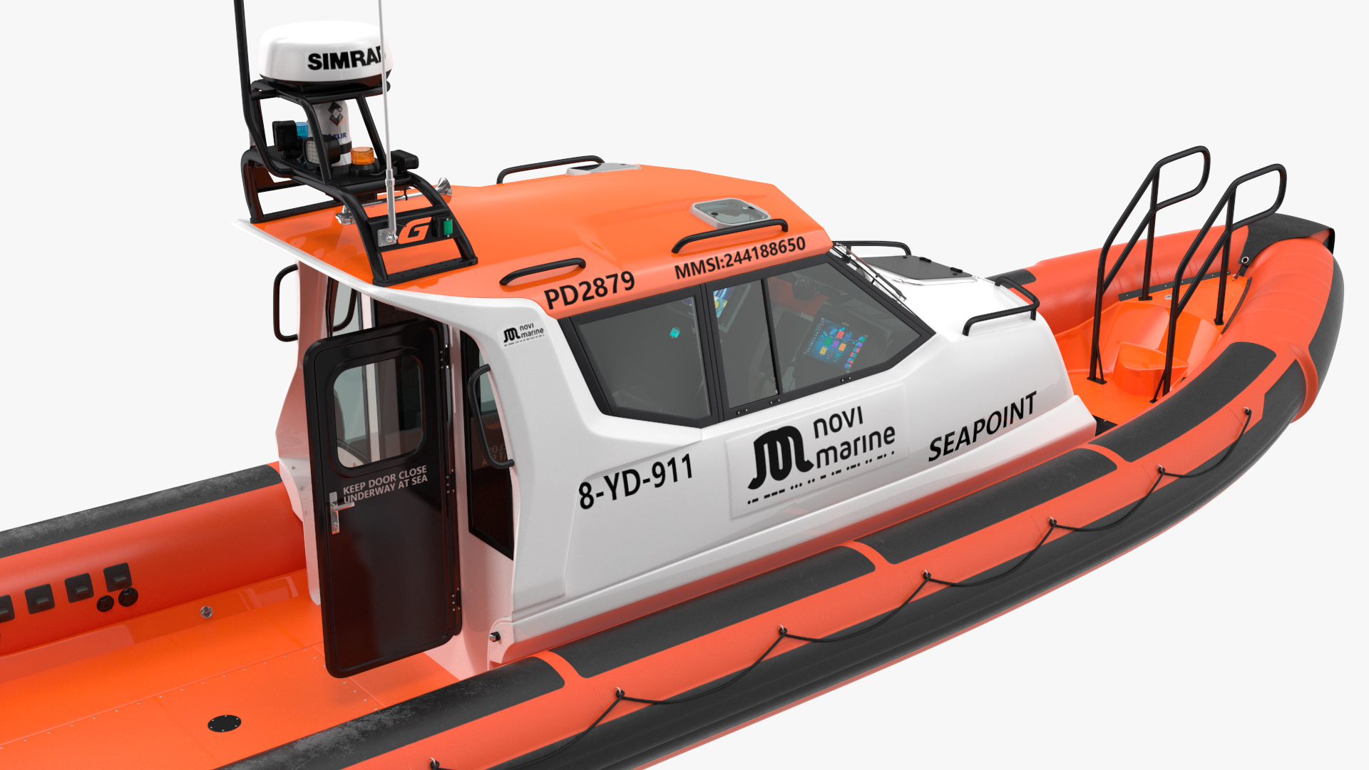 3D Waverider 1060 GRP Cabin Gemini Marin Orange Rigged