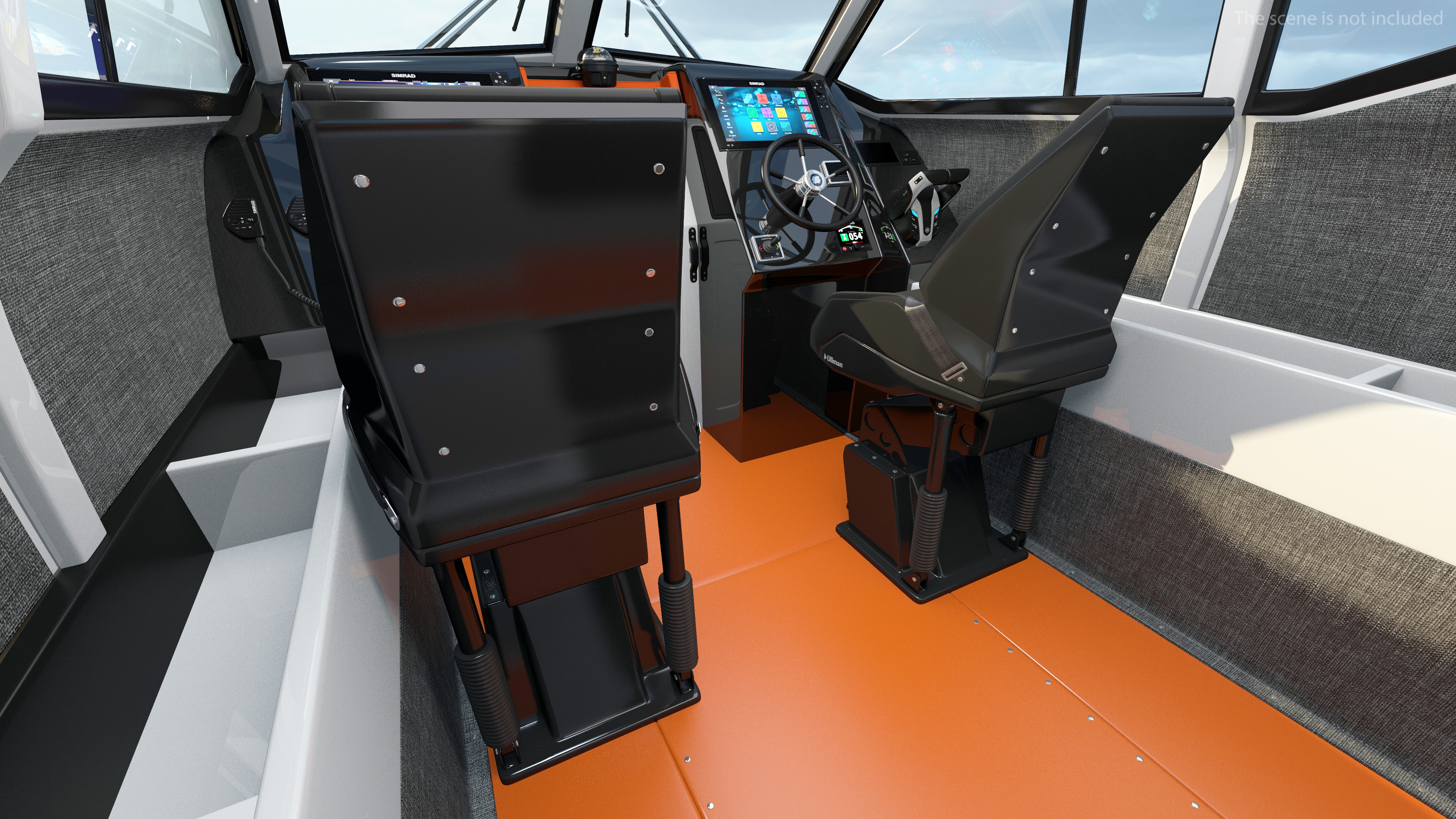 3D Waverider 1060 GRP Cabin Gemini Marin Orange Rigged