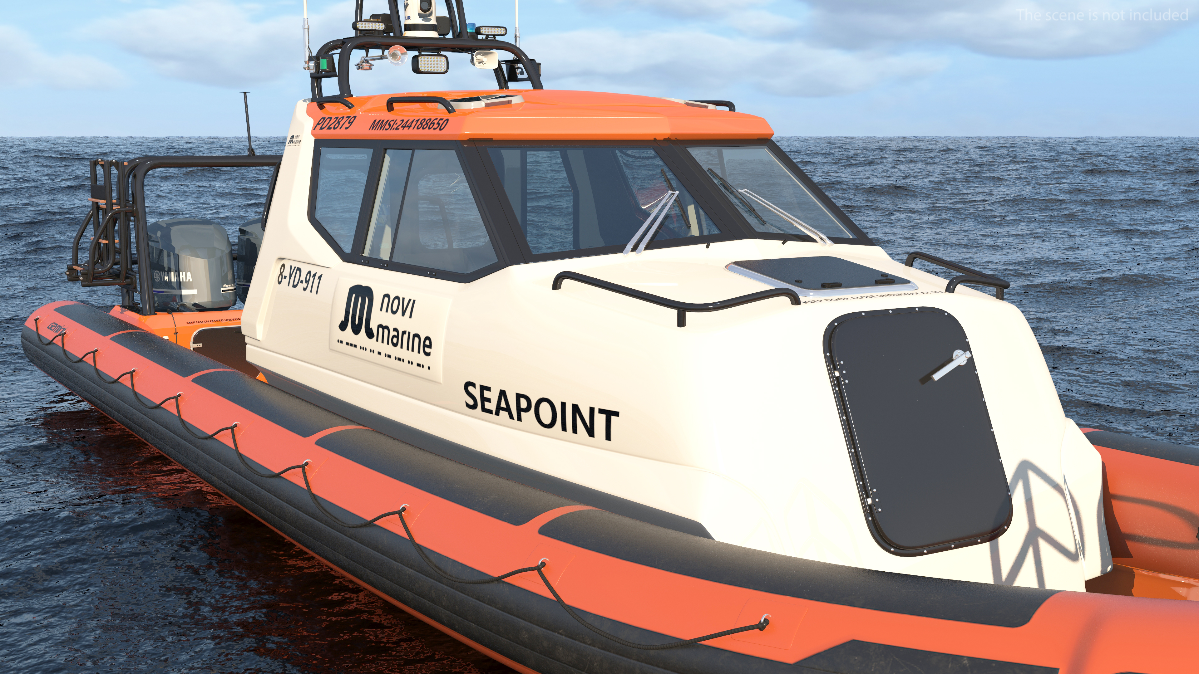 3D Waverider 1060 GRP Cabin Gemini Marin Orange Rigged