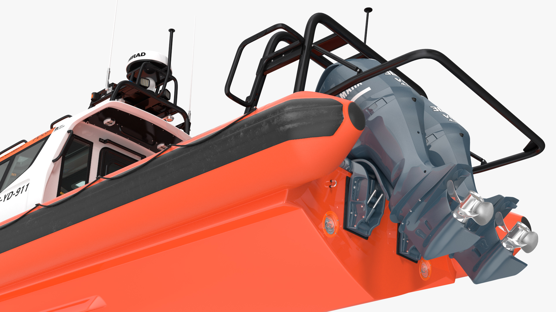 3D Waverider 1060 GRP Cabin Gemini Marin Orange Rigged