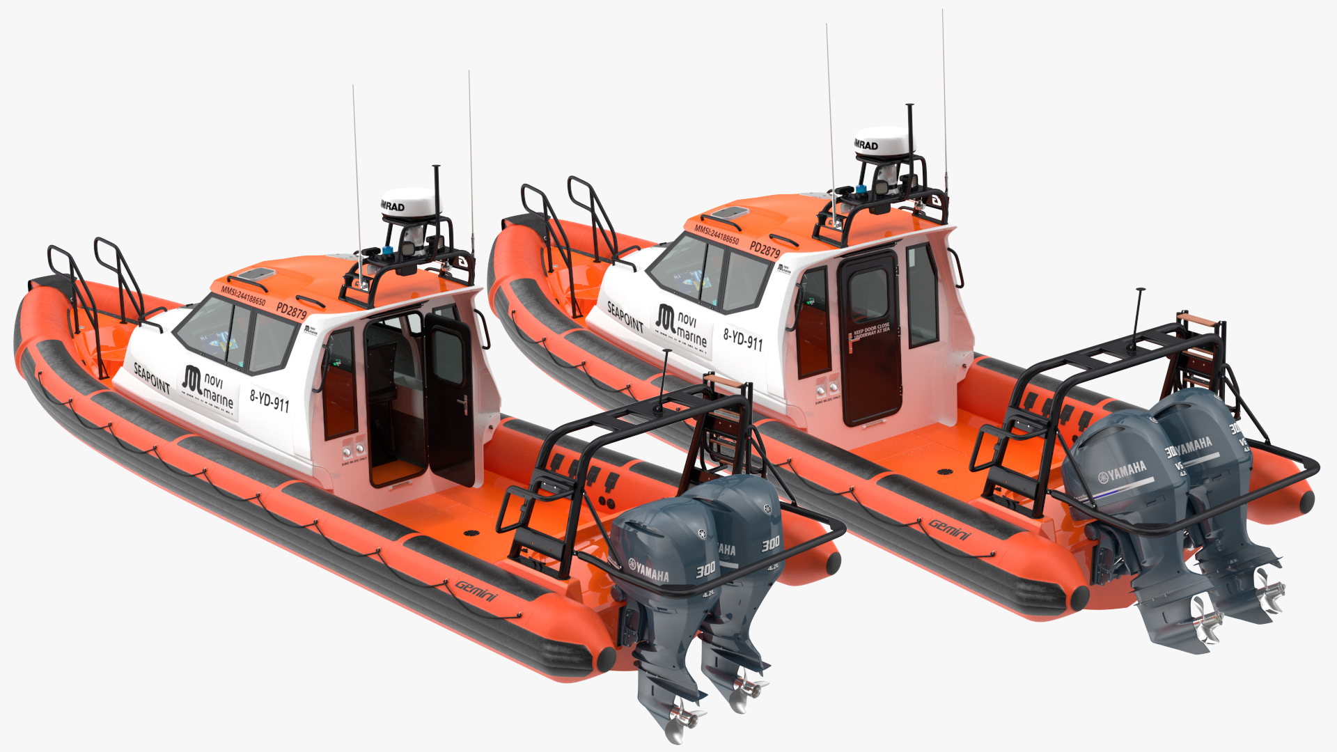 3D Waverider 1060 GRP Cabin Gemini Marin Orange Rigged