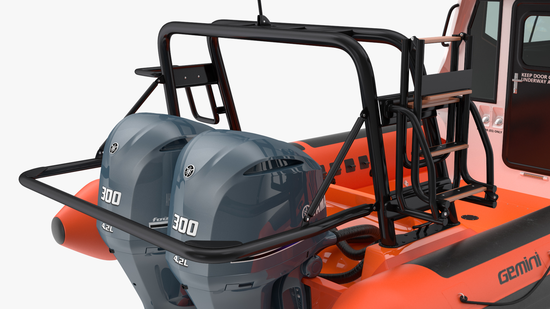 3D Waverider 1060 GRP Cabin Gemini Marin Orange Rigged