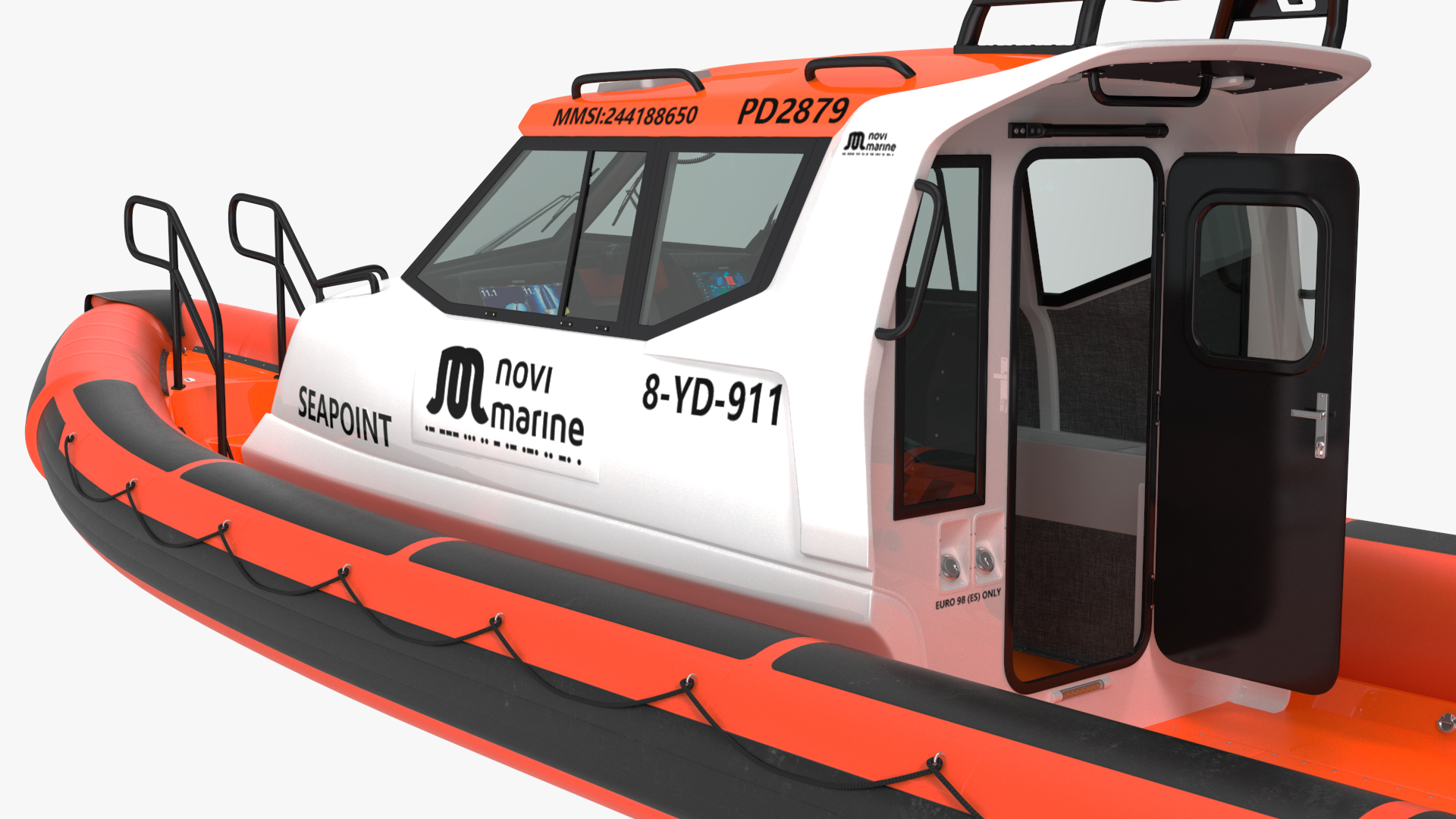 3D Waverider 1060 GRP Cabin Gemini Marin Orange Rigged