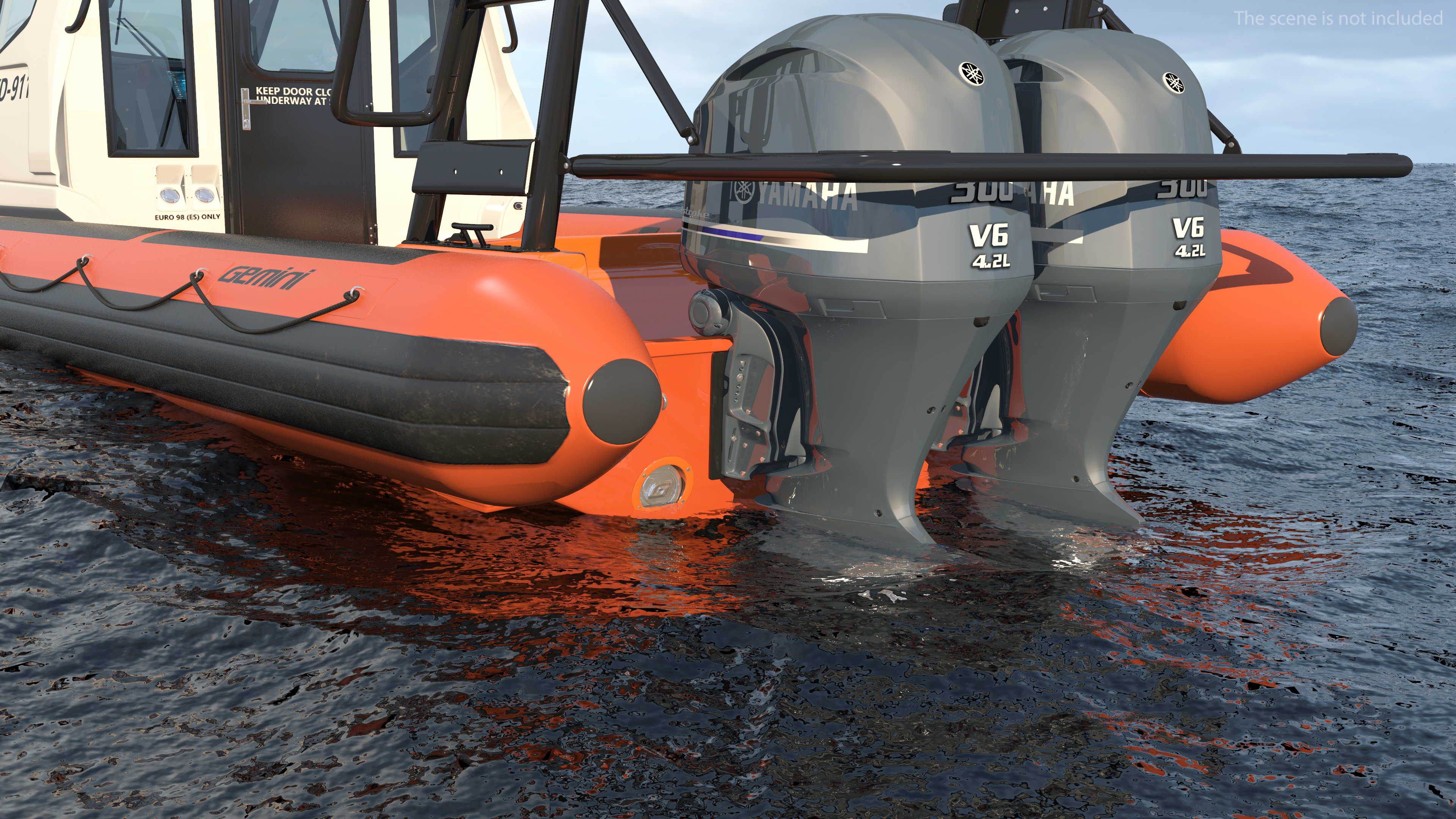 3D Waverider 1060 GRP Cabin Gemini Marin Orange Rigged