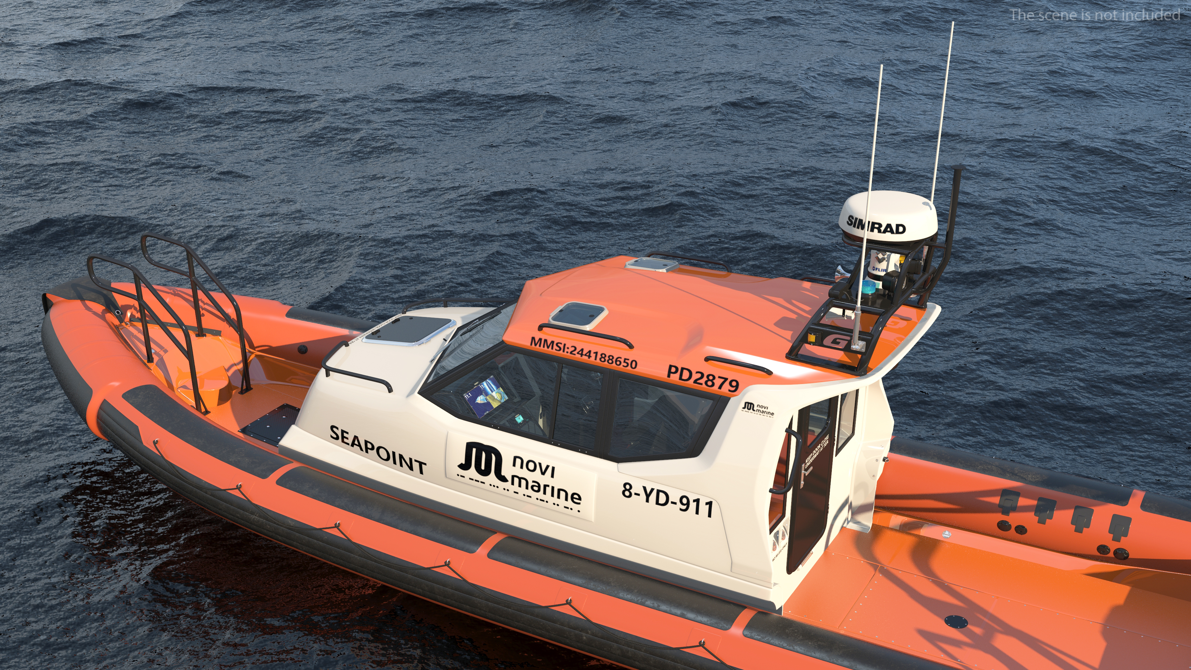 3D Waverider 1060 GRP Cabin Gemini Marin Orange Rigged