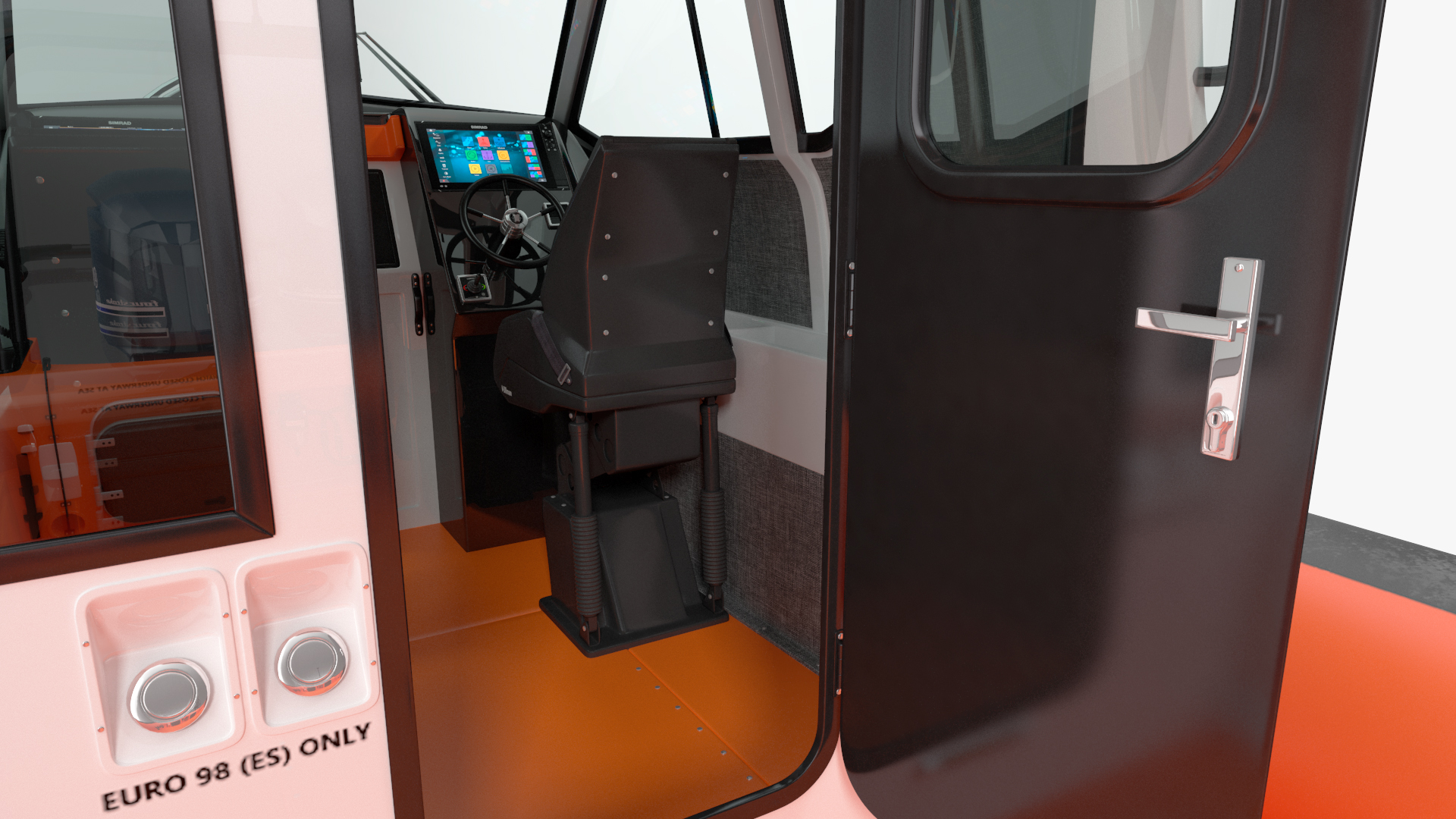 3D Waverider 1060 GRP Cabin Gemini Marin Orange Rigged