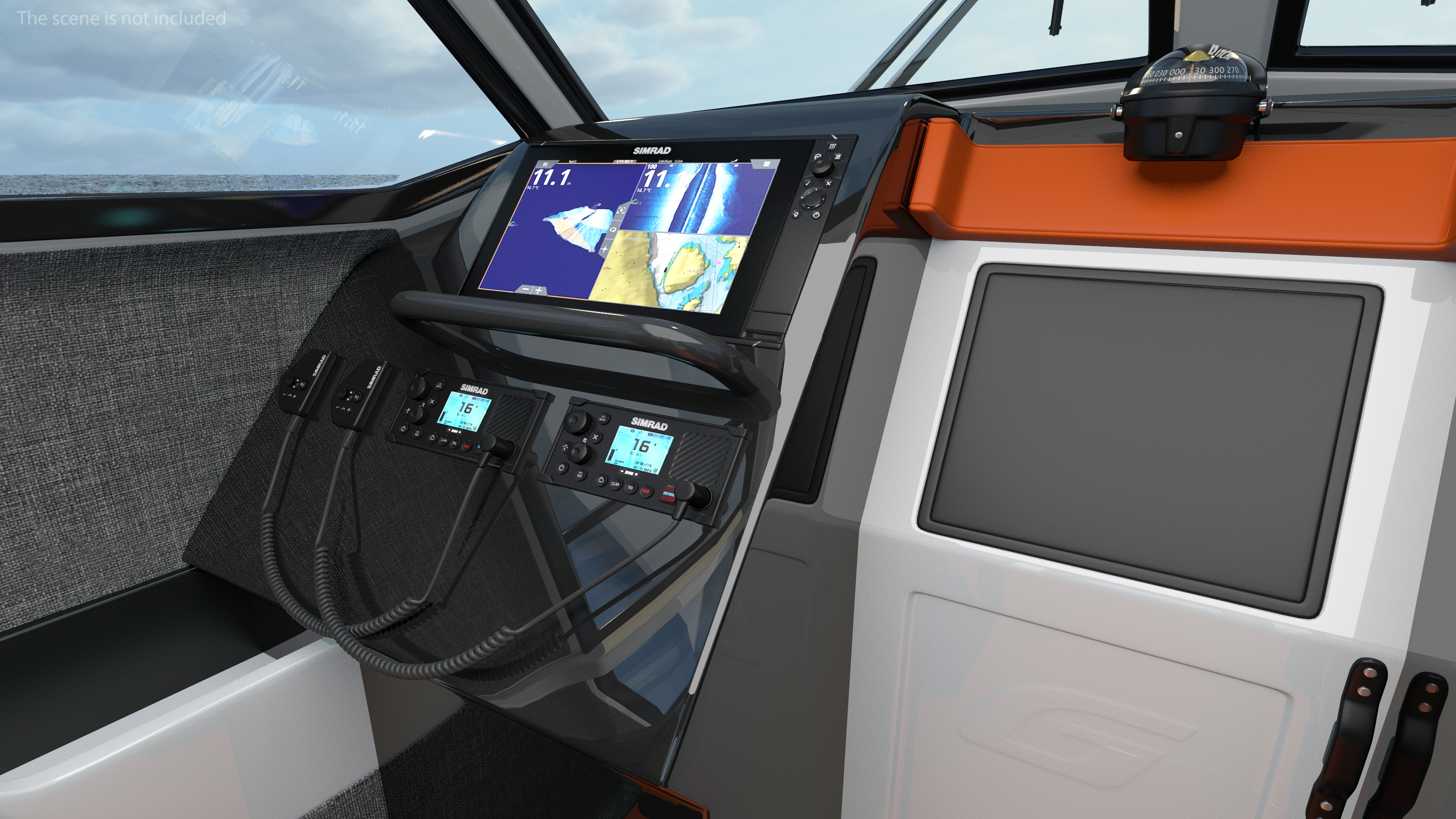 3D Waverider 1060 GRP Cabin Gemini Marin Orange Rigged