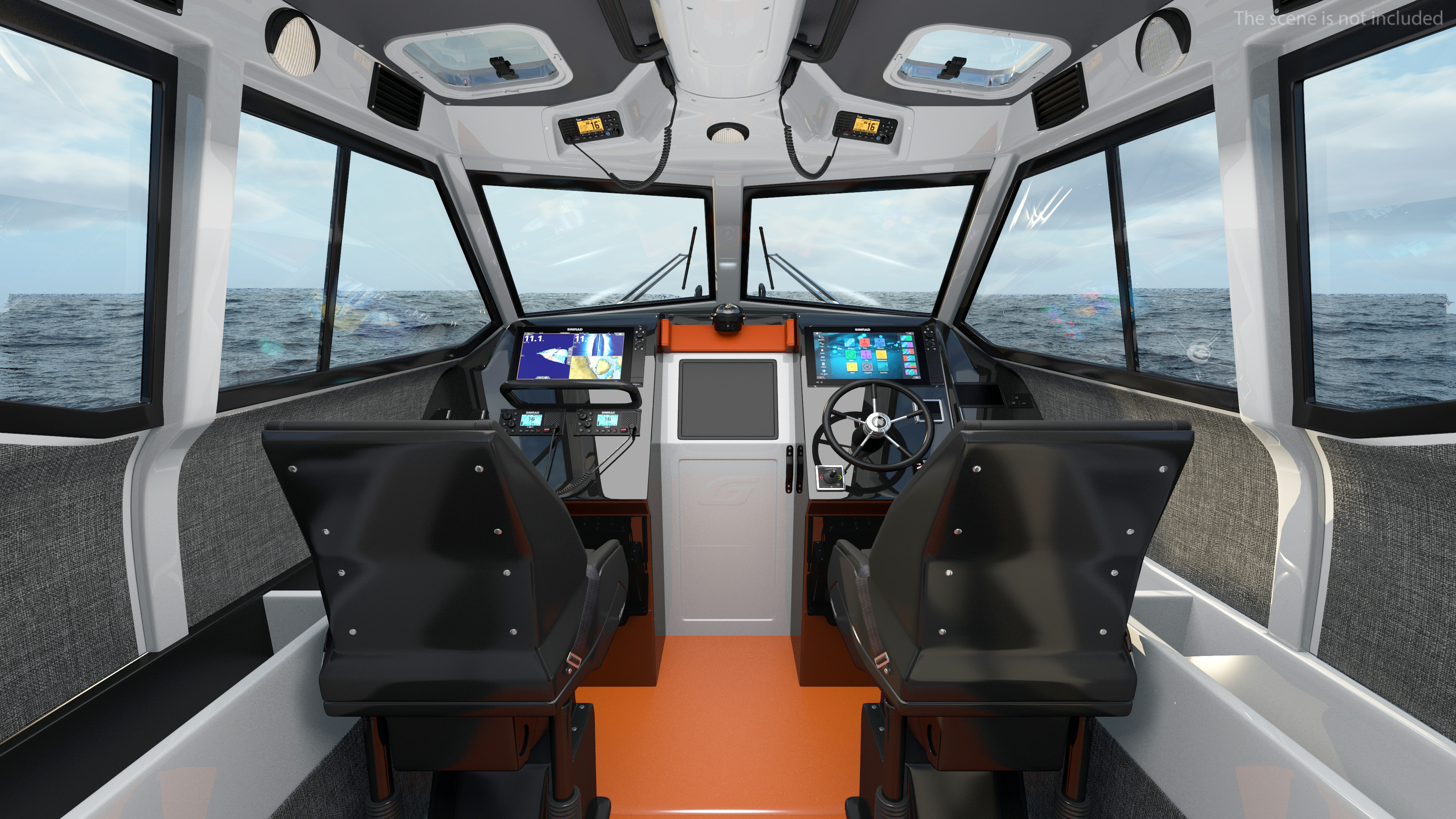 3D Waverider 1060 GRP Cabin Gemini Marin Orange Rigged