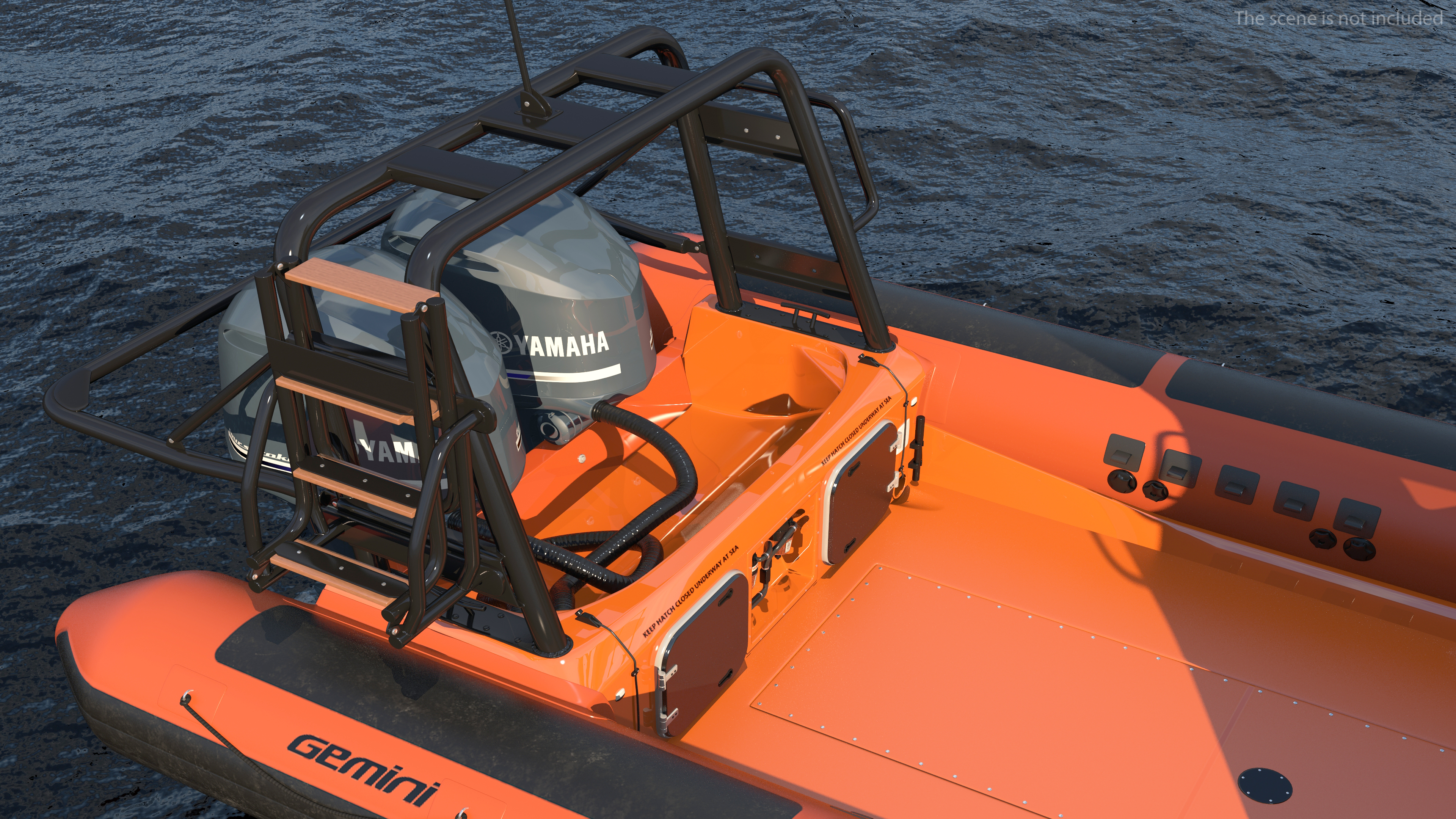3D Waverider 1060 GRP Cabin Gemini Marin Orange Rigged