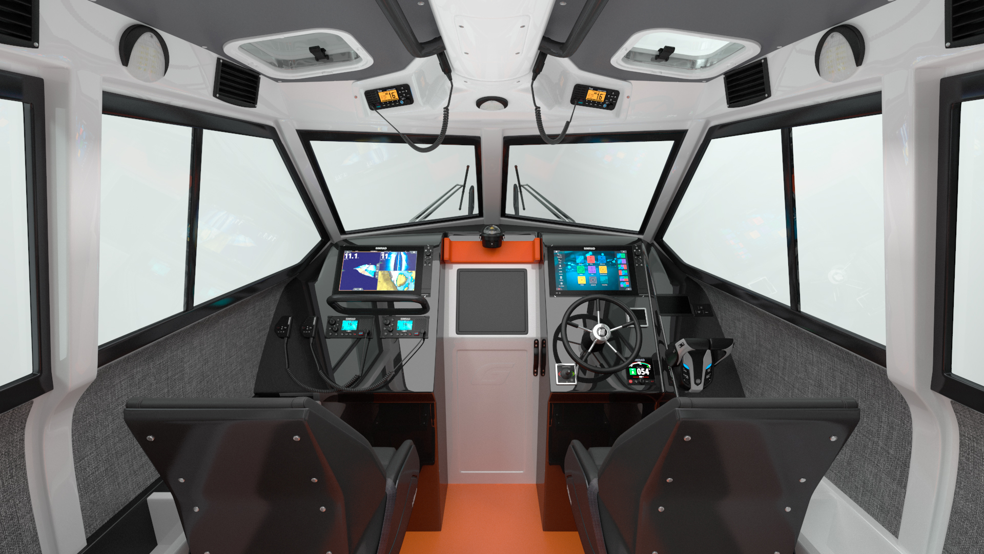 3D Waverider 1060 GRP Cabin Gemini Marin Orange Rigged