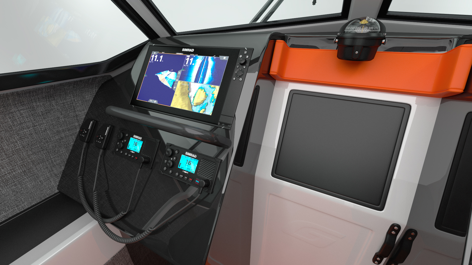 3D Waverider 1060 GRP Cabin Gemini Marin Orange Rigged