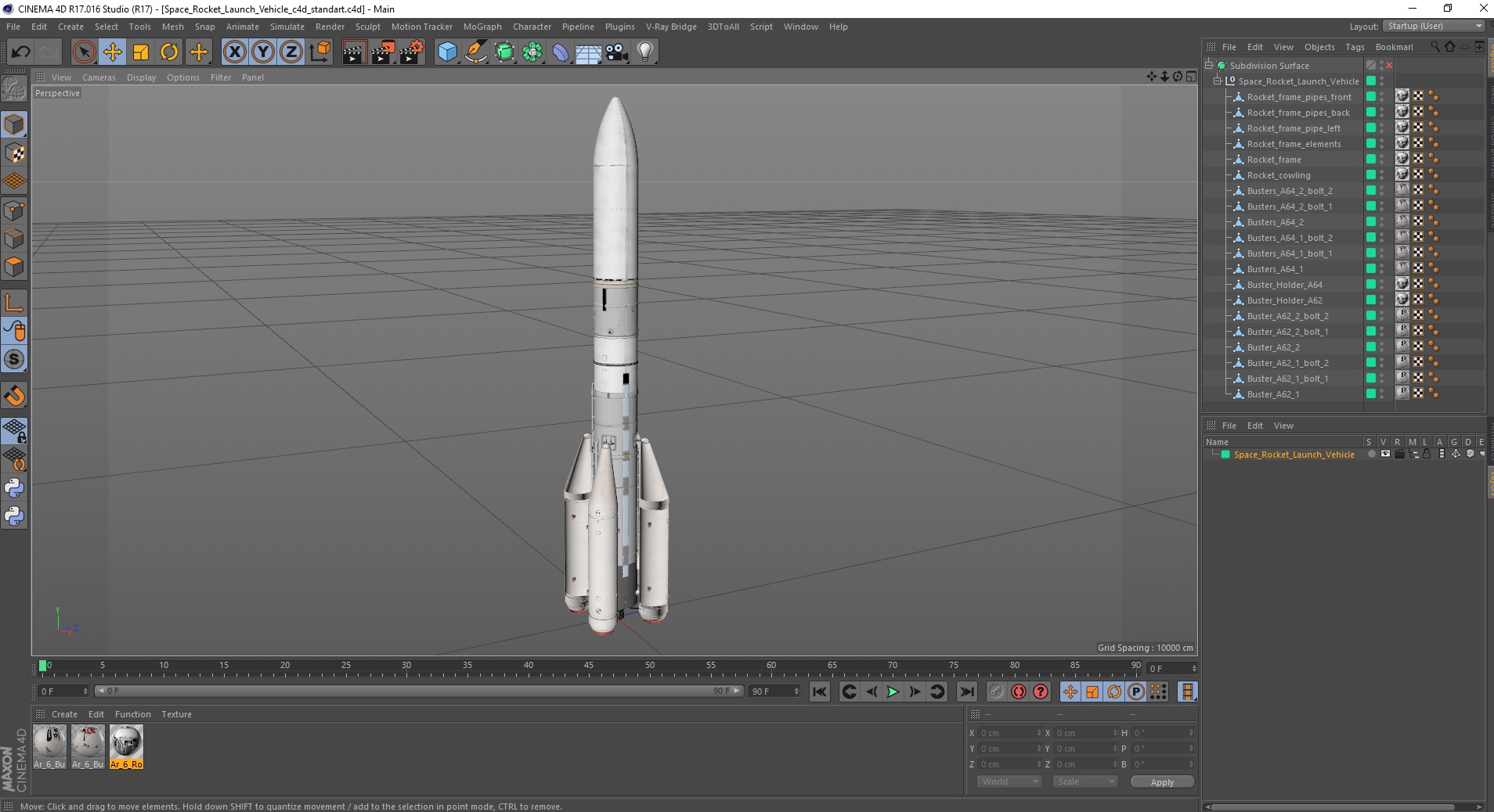 Space Rocket Launch Vehicle 3D
