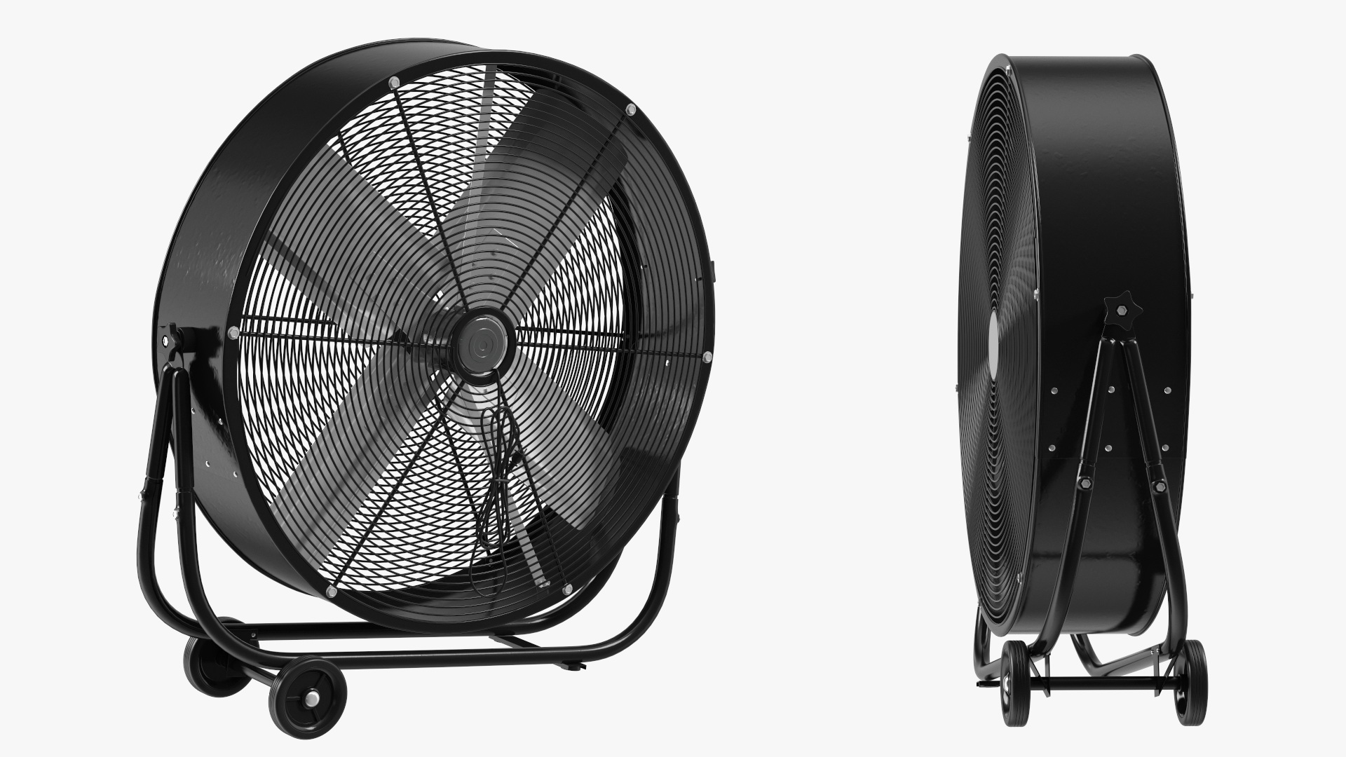 Industrial Floor Fan with Wheels 3D