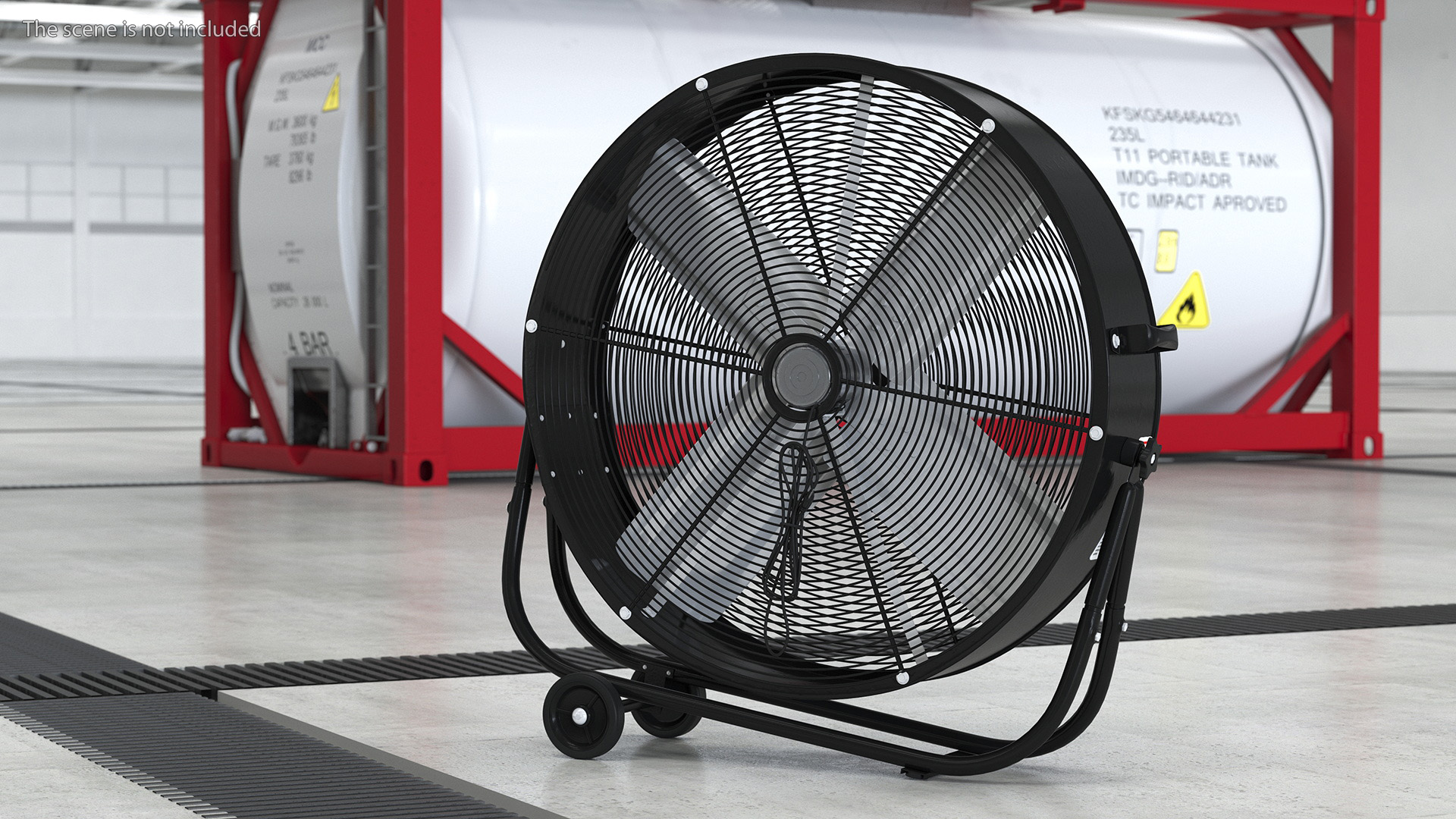 Industrial Floor Fan with Wheels 3D