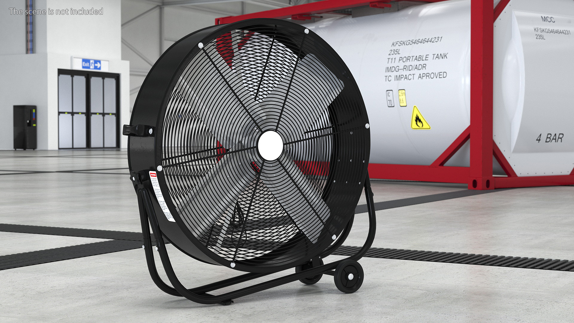Industrial Floor Fan with Wheels 3D