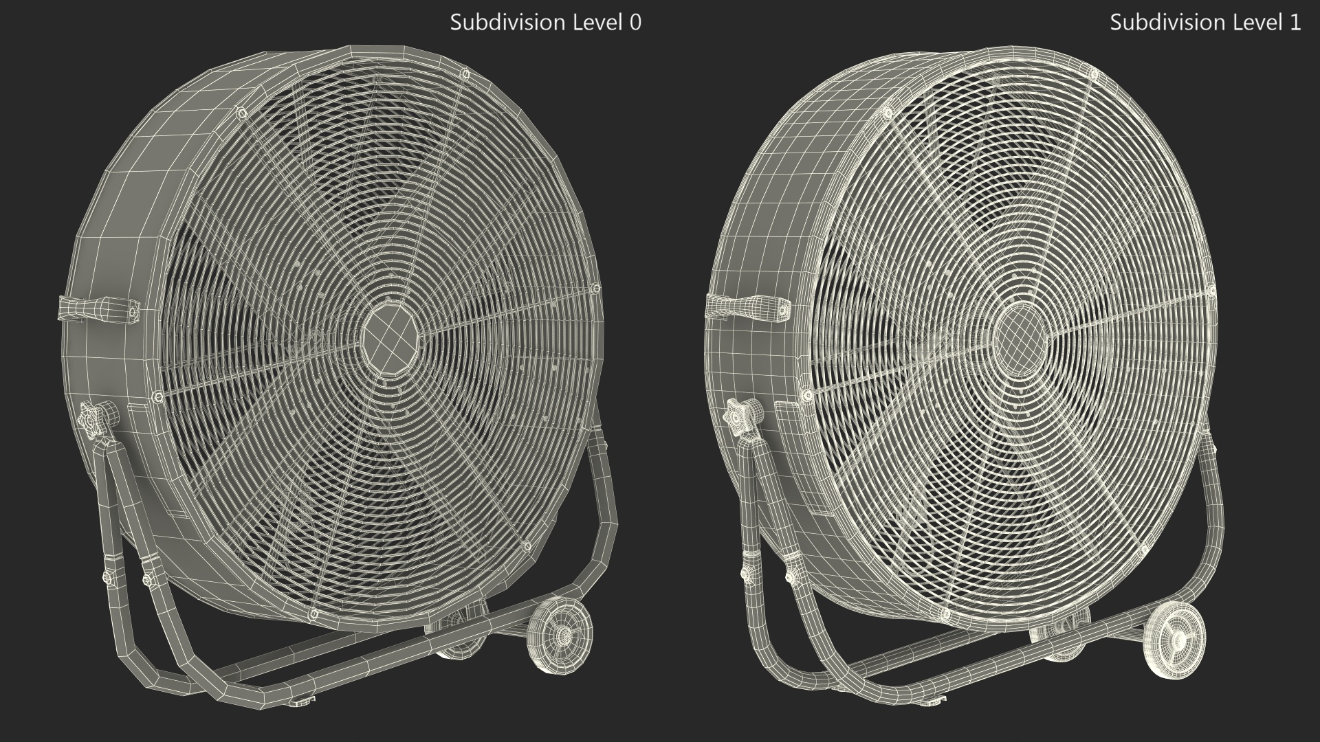 Industrial Floor Fan with Wheels 3D